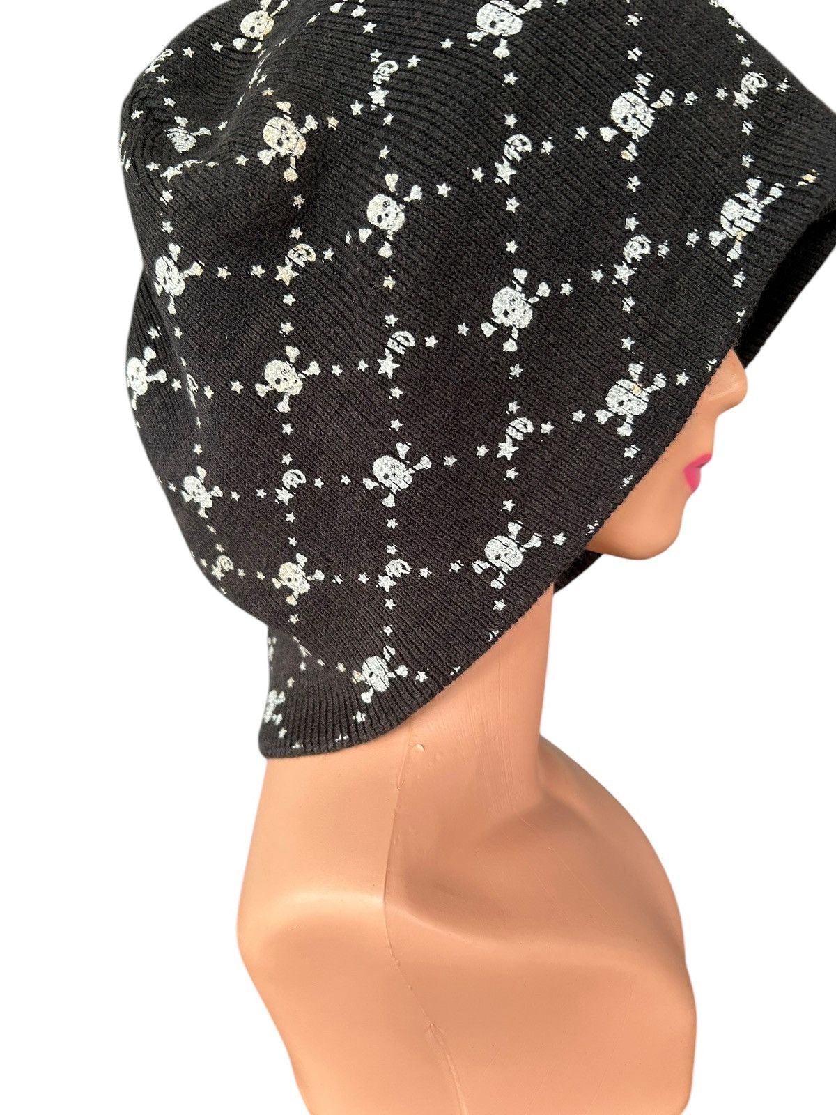 Japanese Brand Sunfaded Skull Japanese Punk Bondage Style Big Beanie Hats Size ONE SIZE - 3 Thumbnail