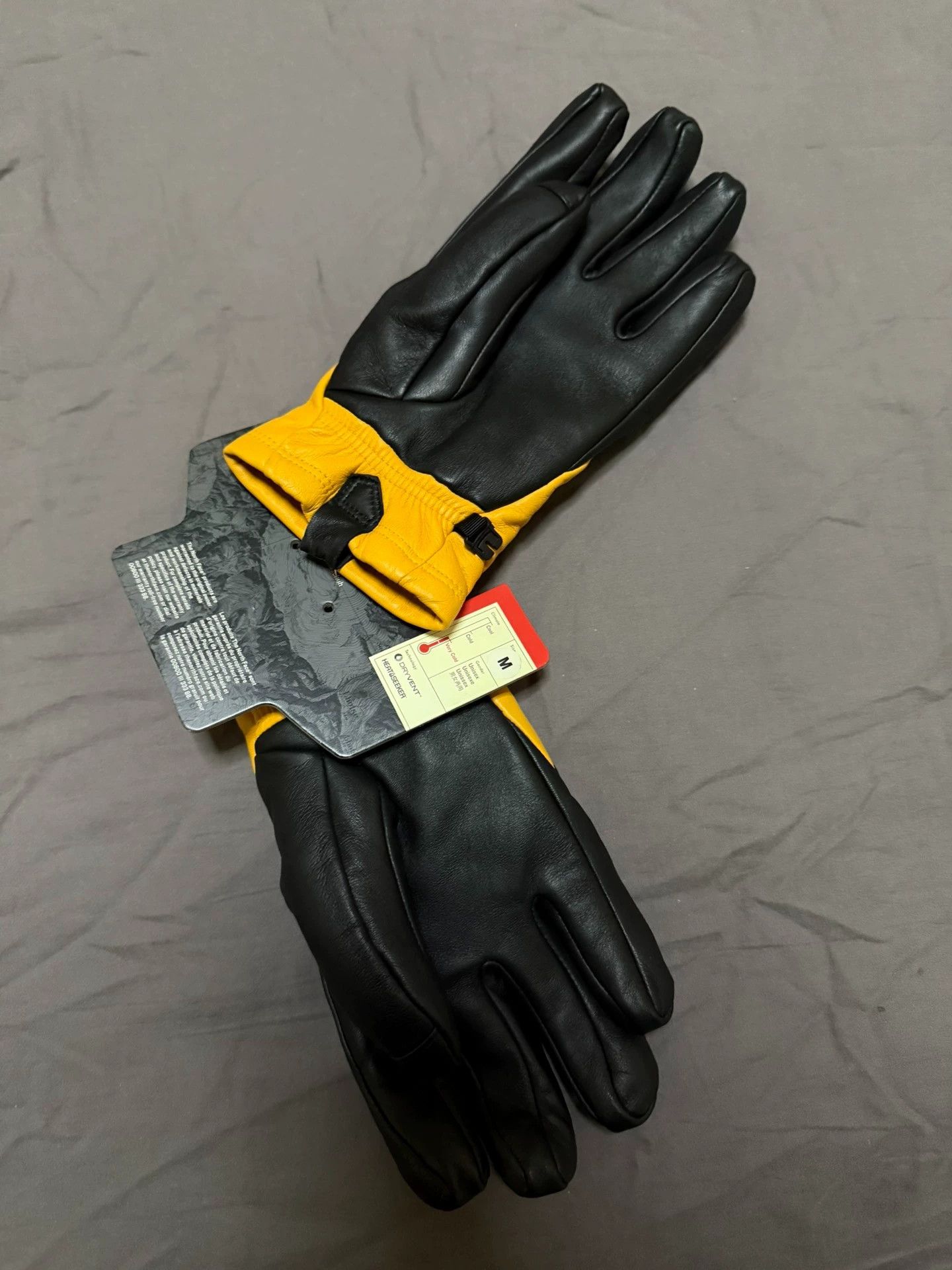 The North Face TNF Yellow Leather Gloves M New With Tags Size ONE SIZE - 8 Thumbnail