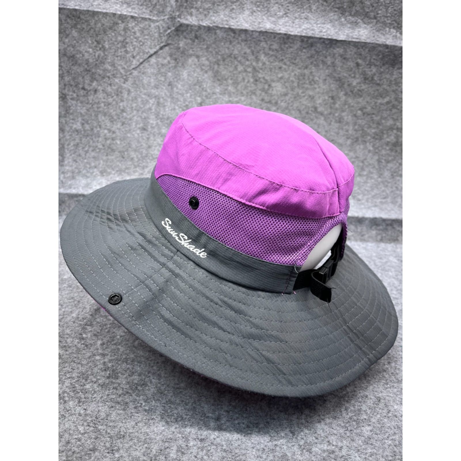 Vintage Sun Shade Sun Bucket Hat Adult One Size Purple Gray Poly Beach Boonie Hat Womens Summer Sun Shade Hat Size ONE SIZE - 5 Thumbnail