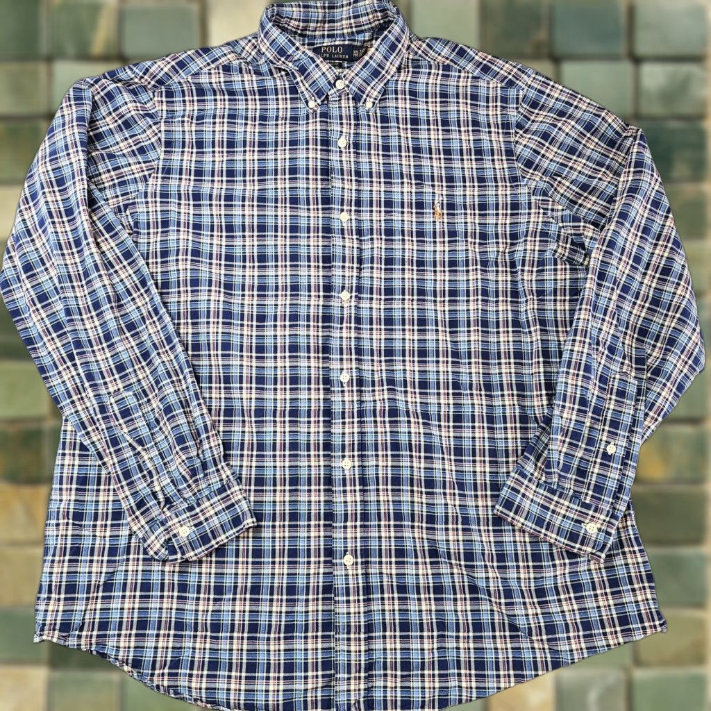 Polo Ralph Lauren Polo Ralph Lauren Shirt Mens 2XL Blue Plaid Classic Fit Long Sleeve Button Up Size US XXL / EU 58 / 5 - 1 Thumbnail