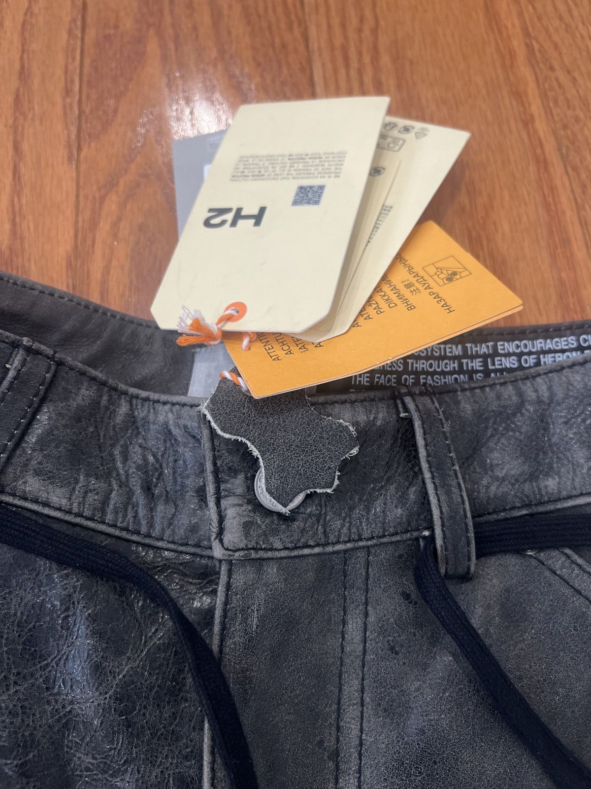 Heron Preston H2 leather shorts