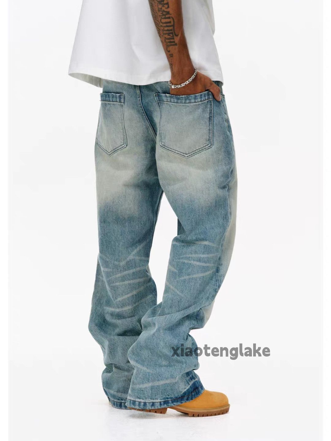 Jean Custom washed faded loose baggy skate hiphop jeans Size US 36 / EU 52 - 9 Thumbnail