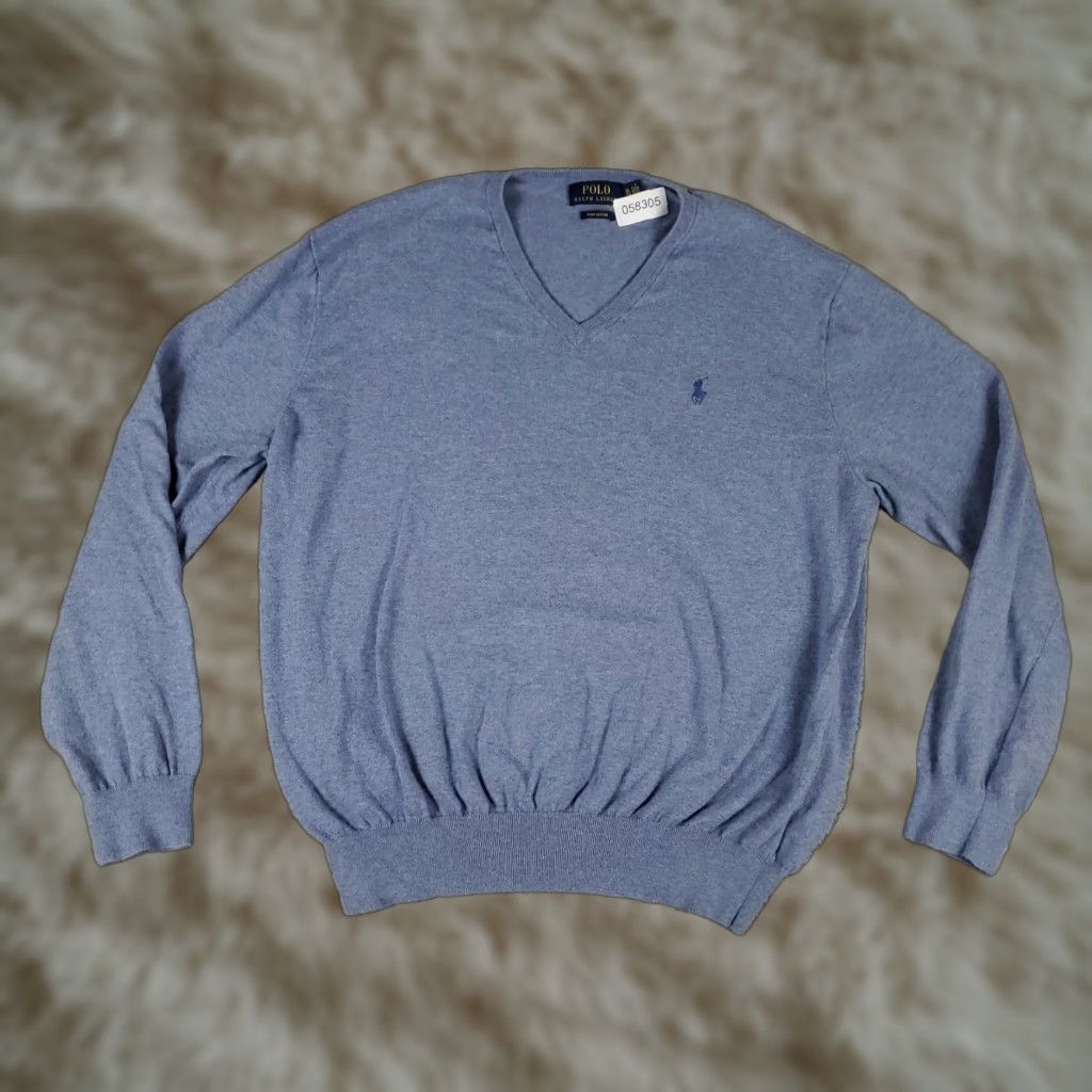 Ralph Lauren Ralph Lauren Sweater Mens XL Blue Crew Neck Pullover Knit Cotton Polo Mens Size US XL / EU 56 / 4 - 1 Thumbnail