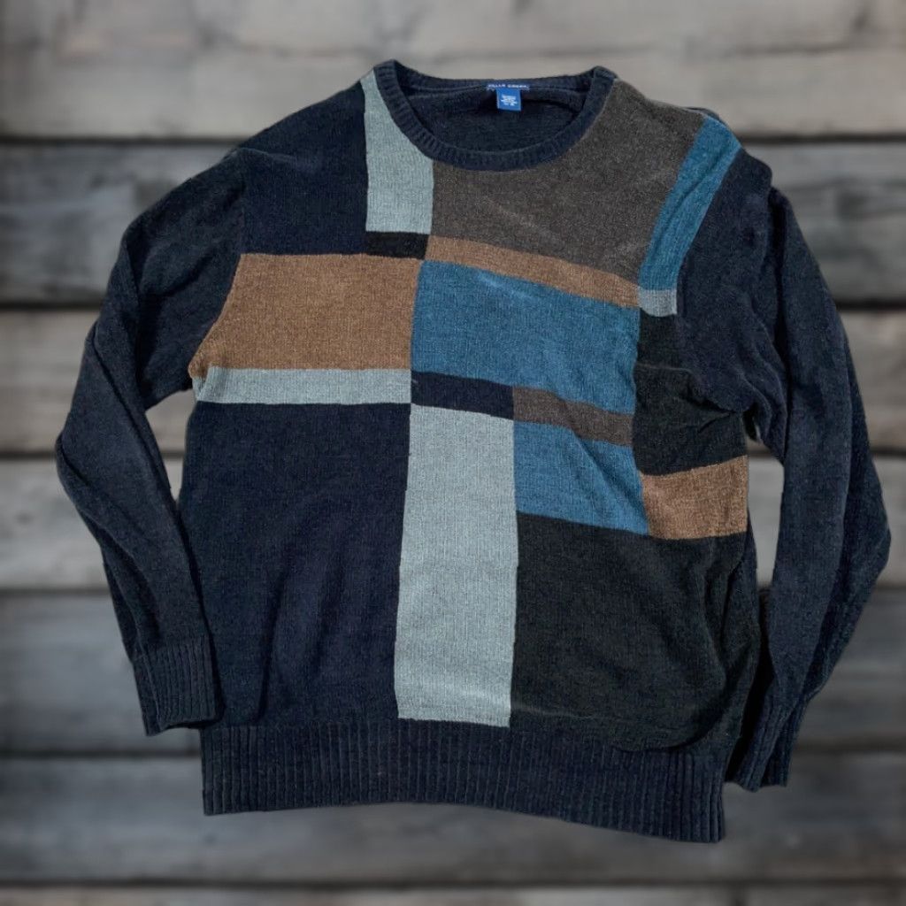 Vintage VINTAGE Falls Creek Sweater Adult XL Black Geometric Crew Neck Pullover Knit Heavyweight 90s Retro Dad Mens Size US XL / EU 56 / 4 - 1 Thumbnail