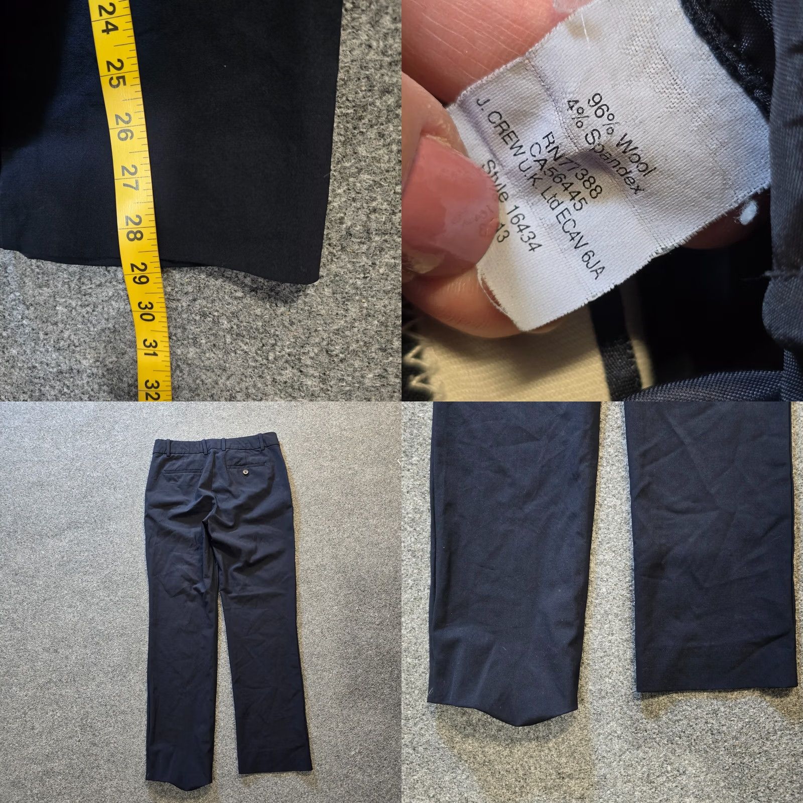 J.Crew J.CREW Pants Womens Petite 4 Tellegno Wool Classic Straight Flat Front Blue 29in Inseam Dress Pants with Zipper, Stretch, Italy, Career, Preppy Size 27" / US 4 / IT 40 - 8 Thumbnail