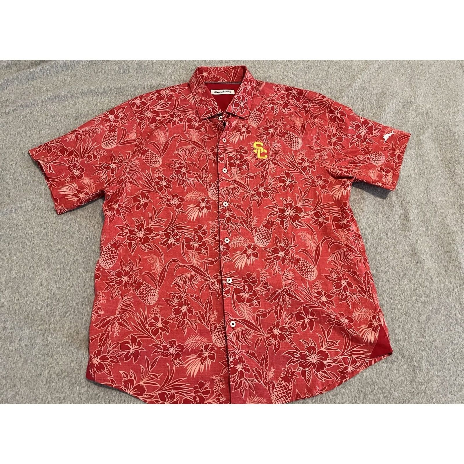 Tommy Bahama Tommy Bahama USC Trojans Football Hawaiian Shirt Pima Cotton Mens Large Red Short Sleeve Button-Up Hawaiian Mens L Size US L / EU 52-54 / 3 - 2 Thumbnail