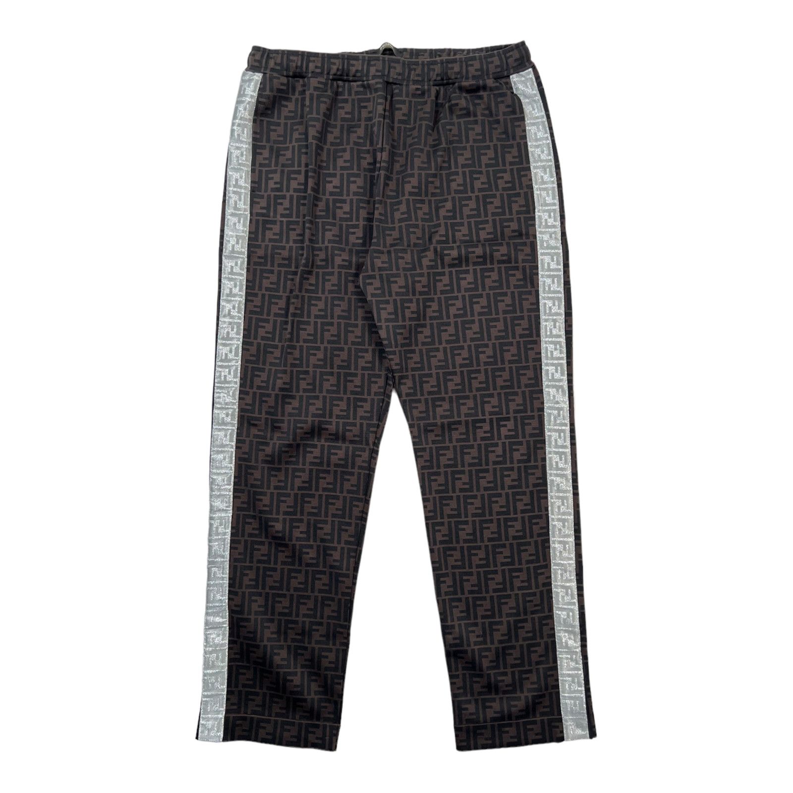 image of Fendi Print Cotton Track Pants Brown, Men's (Size 40)