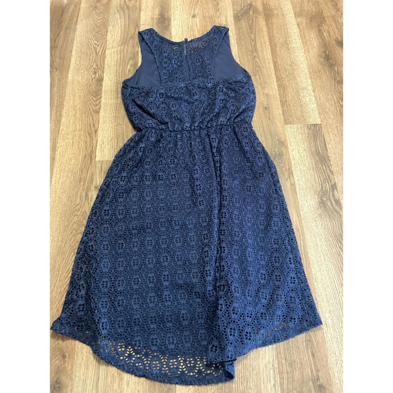 Vintage Maurices Dress Women's Size Small Blue Beads Lace Sleeveless Midi Dress Size S / US 4 / IT 40 - 2 Thumbnail