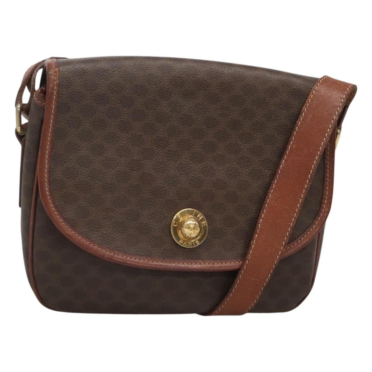 Celine CELINE Macadam Canvas Shoulder Bag Pvc Leather Brown Gold Size ONE SIZE - 1 Thumbnail