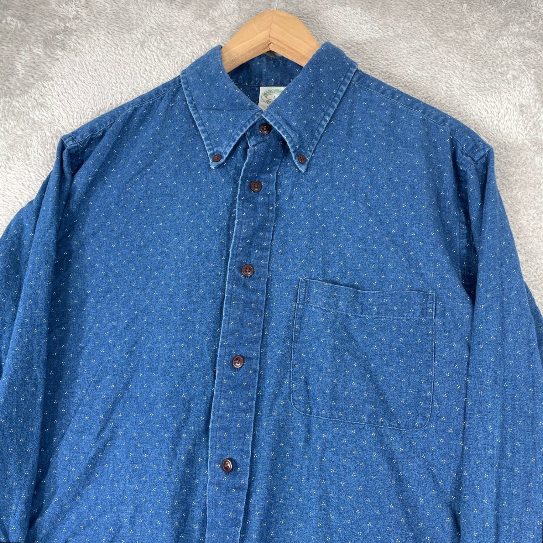 Brooks Brothers Brooks Brothers Milano Button Down Shirt Mens L Blue Denim Casual Slim Wool? (Note: The material is Cotton. Re-evaluate) Size US L / EU 52-54 / 3 - 2 Thumbnail