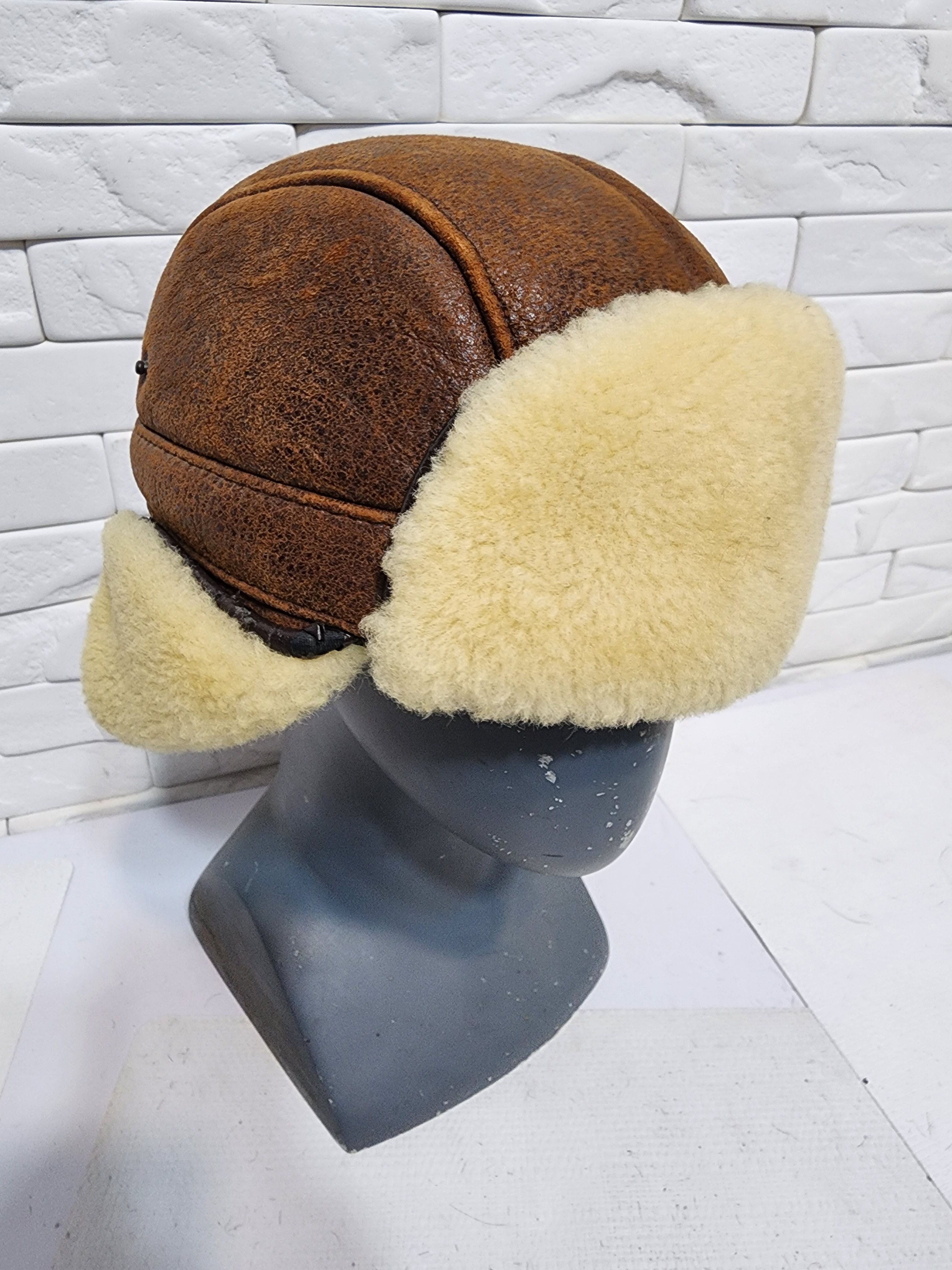 Furla Men's Warm Fur Hat. Brown Sheep Fur Hat. Size ONE SIZE - 1 Thumbnail