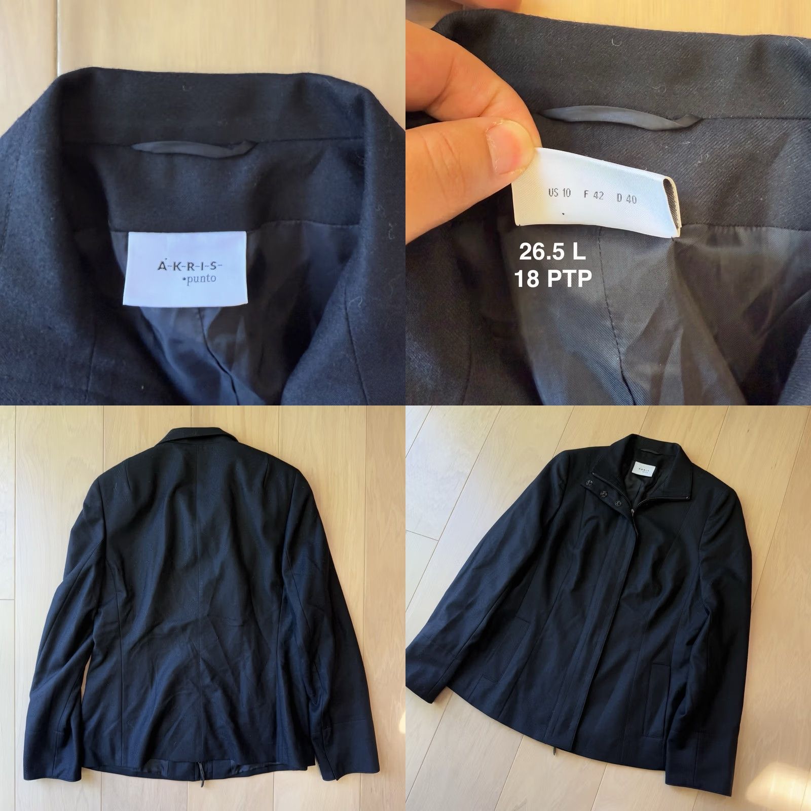 Akris Akris Punto Wool Coat Women's 10 Black Full Zip Designer Switzerland Size L / US 10 / IT 46 - 8 Thumbnail