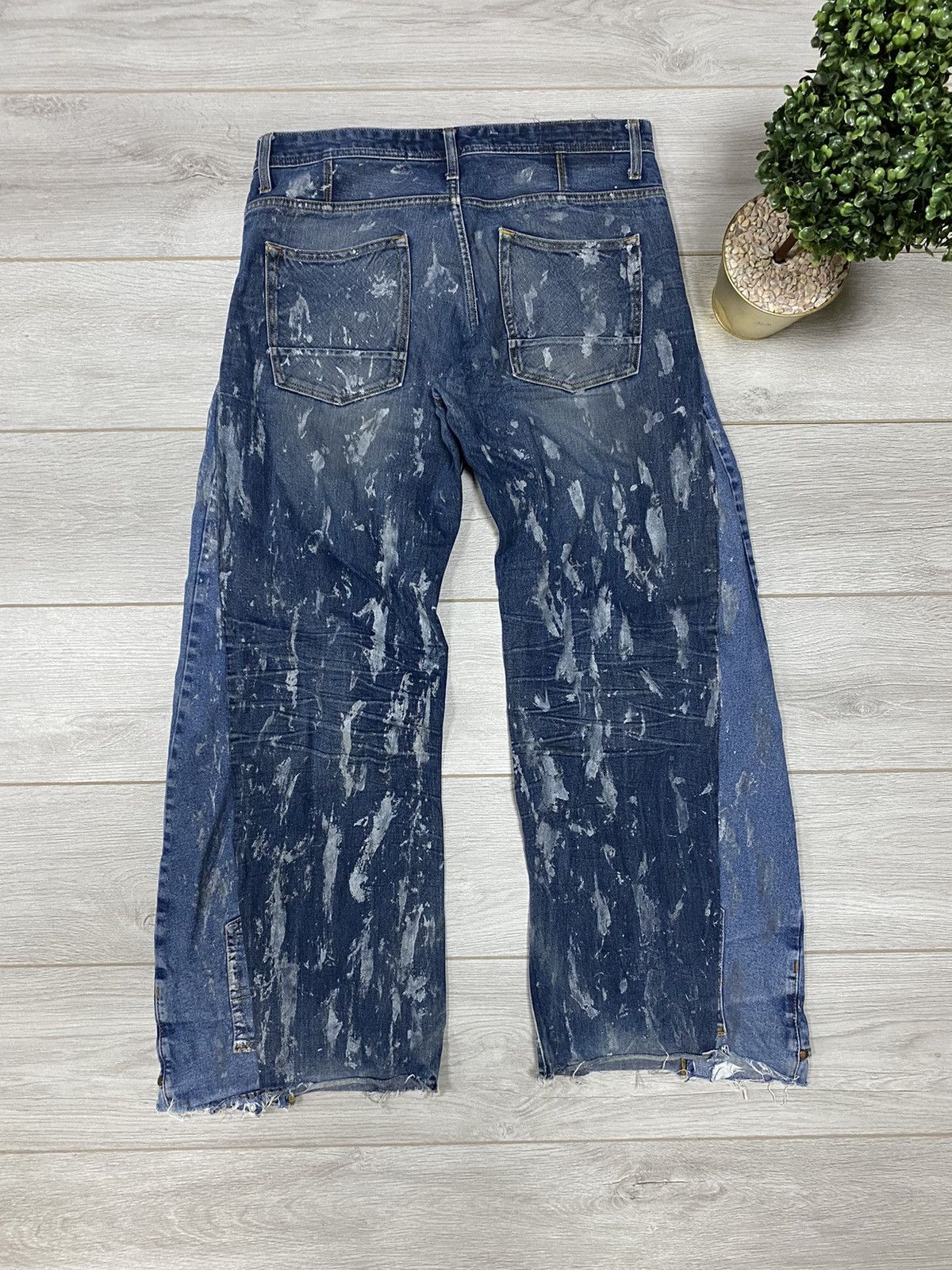 Vintage Jeans Dirty painted Pants patchwork crash thrasheddistressed Size US 35 - 9 Thumbnail