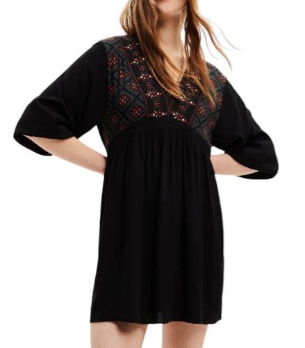 Desigual VEST MARIAN S Black Patterned Oversized Dress 89020 Size S / US 4 / IT 40 - 2 Thumbnail