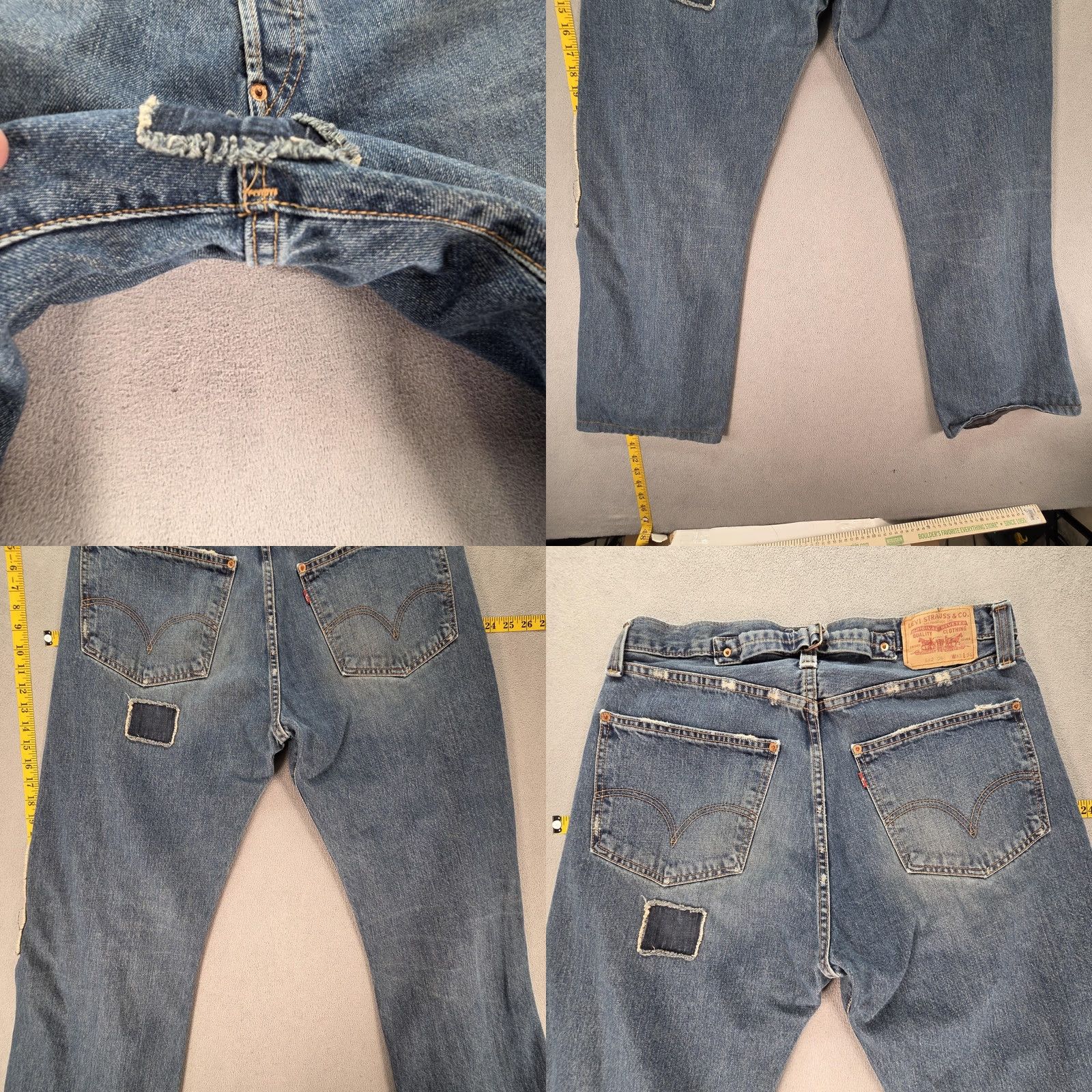 Levi's Levis 542 Jeans Mens Blue Med Wash Relaxed Belt Buckle Back Patched 34x28 Denim 500 Series Straight Regular Size US 34 / EU 50 - 9 Thumbnail