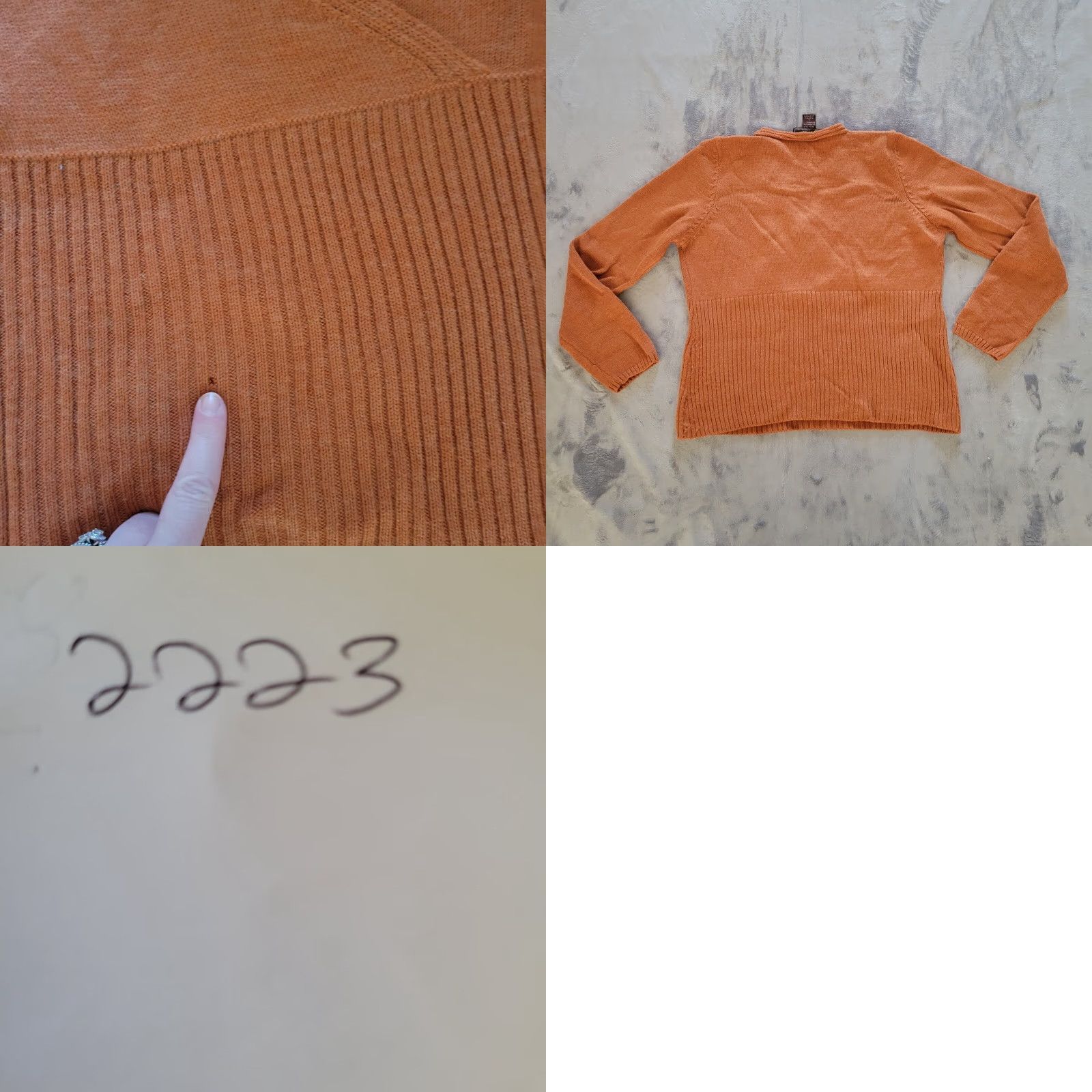 Vintage Beretti Sweater Top Womens Large Orange Merino Wool Long Sleeve V Neck Career Size L / US 10 / IT 46 - 8 Thumbnail