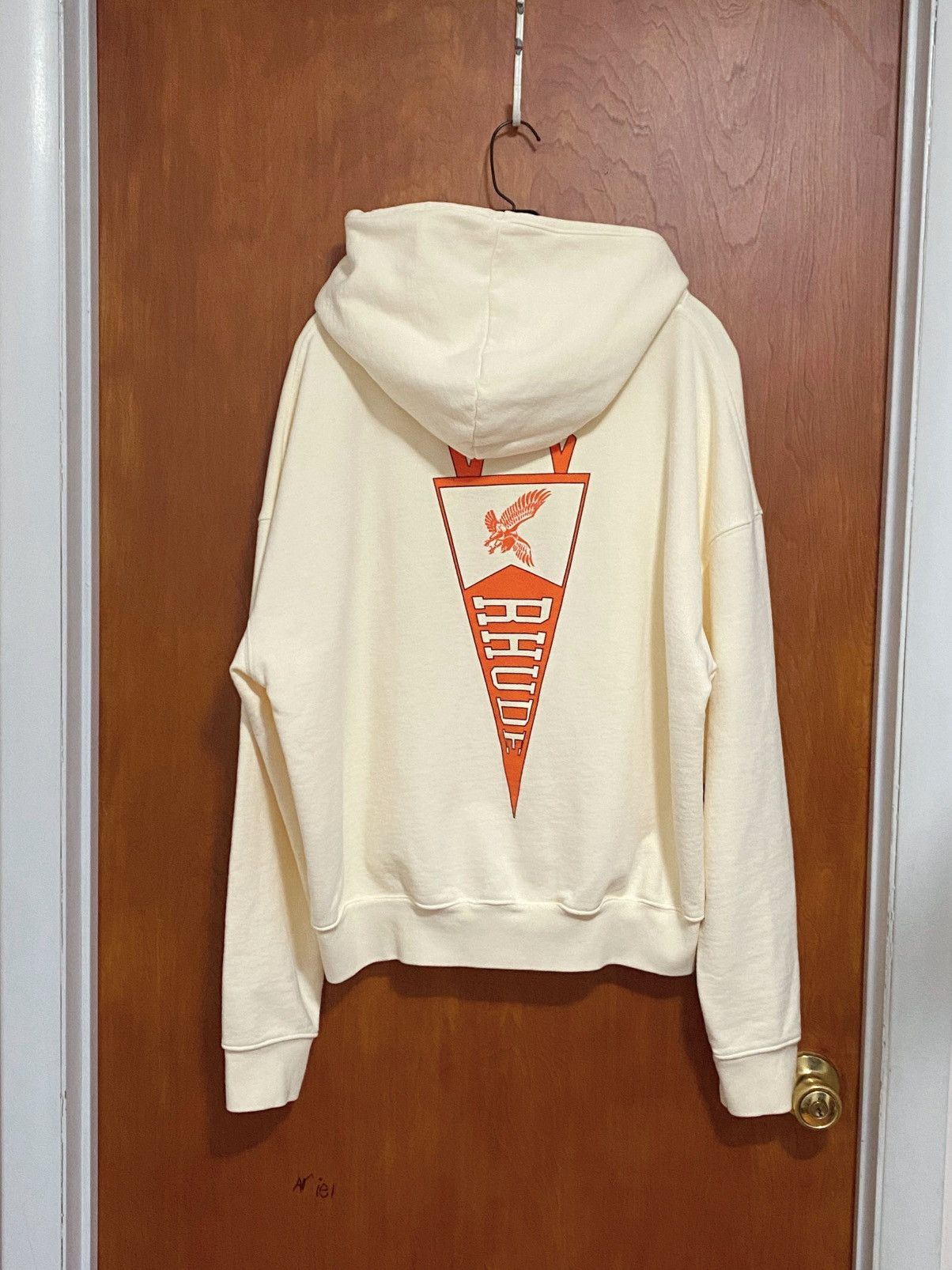 Rhude Rhude Eagles Logo Cotton Hoodie Cream/Orange size M Size US M / EU 48-50 / 2 - 4 Thumbnail
