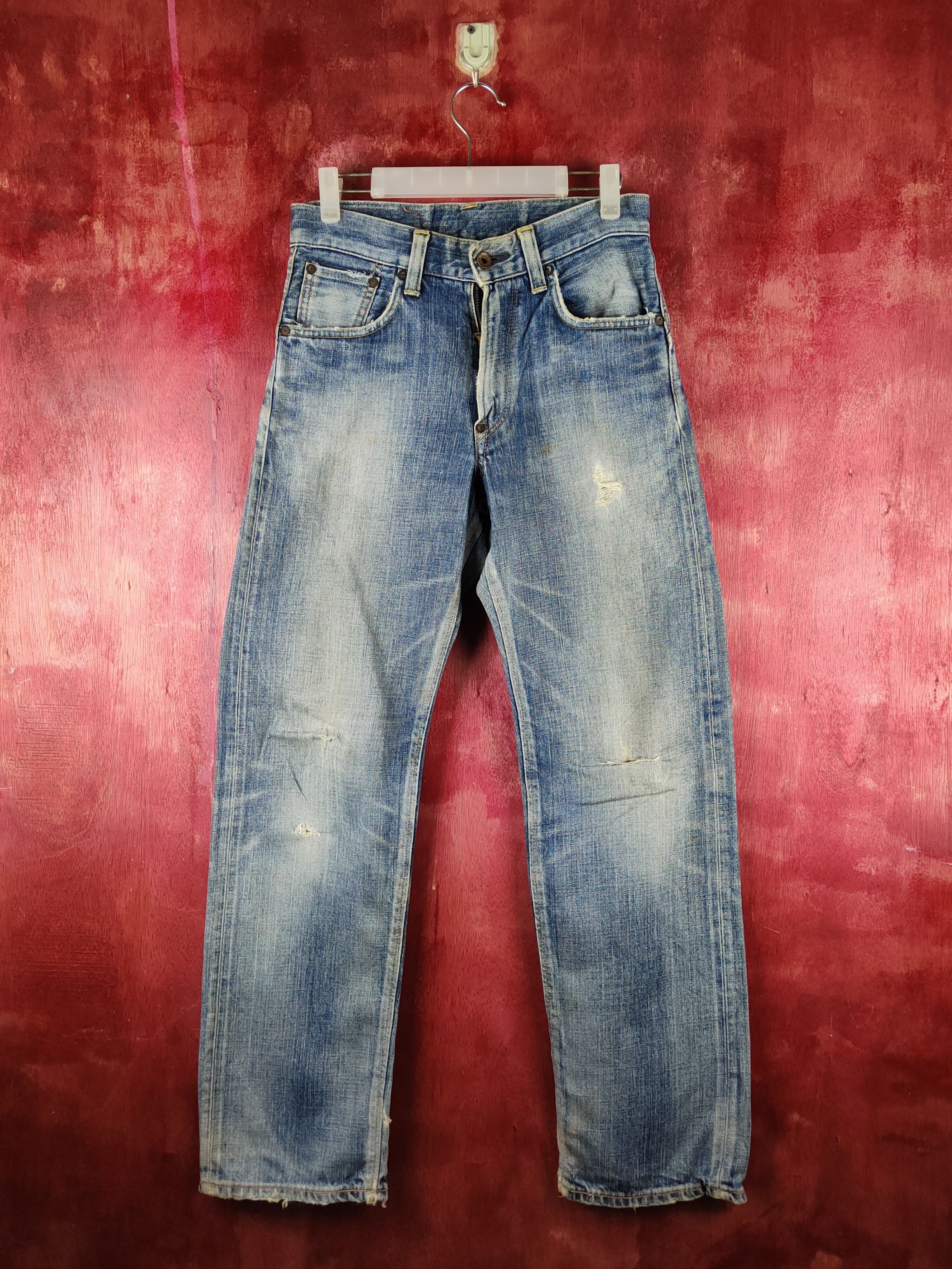 Edwin Edwin Blue Faded Distressed Ripped Jeans #S2333 Size US 28 / EU 44 - 1 Thumbnail