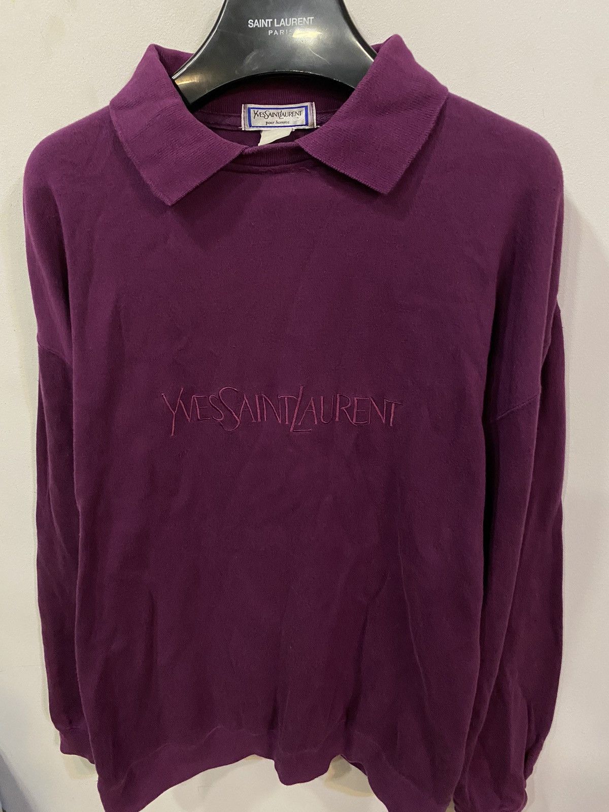 Yves Saint Laurent Magenta 90’s YSL Sweatshirt Big Logo Size US L / EU 52-54 / 3 - 15 Thumbnail