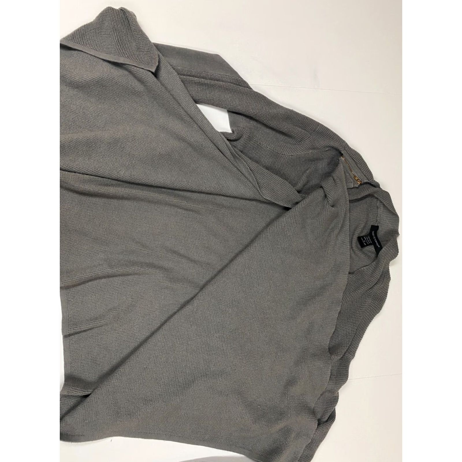 Vintage Ashley Stewart Sweater Cardigan Womens 26 Gray Drape Zip Crew Neck 1/4 Zip Lightweight Cable-Knit Long Sleeve Size 4XL / US 24-26 - 5 Thumbnail
