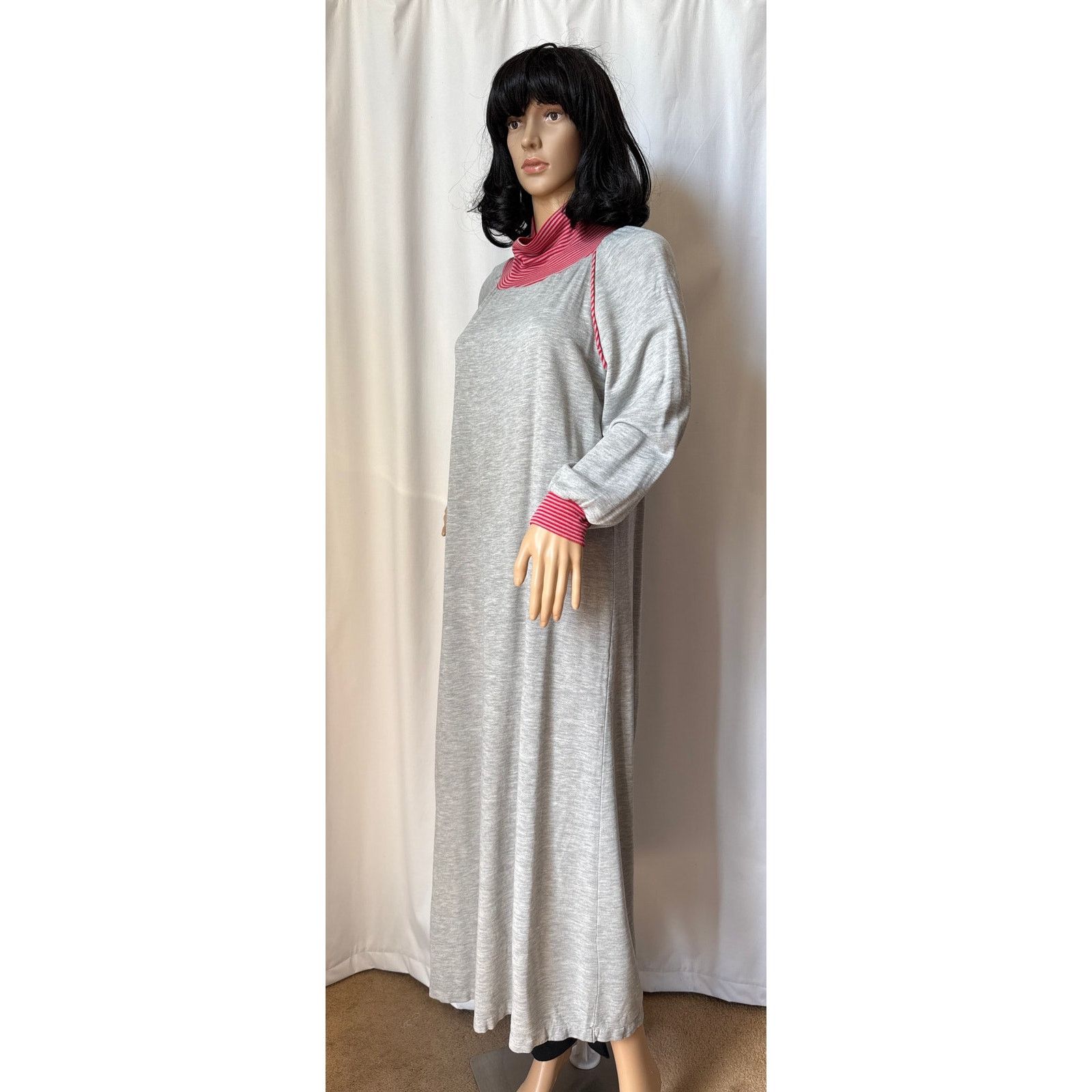 Vintage American Vtg Sears JR Bazaar turtleneck maxi dress gray red Size M / US 6-8 / IT 42-44 - 15 Thumbnail
