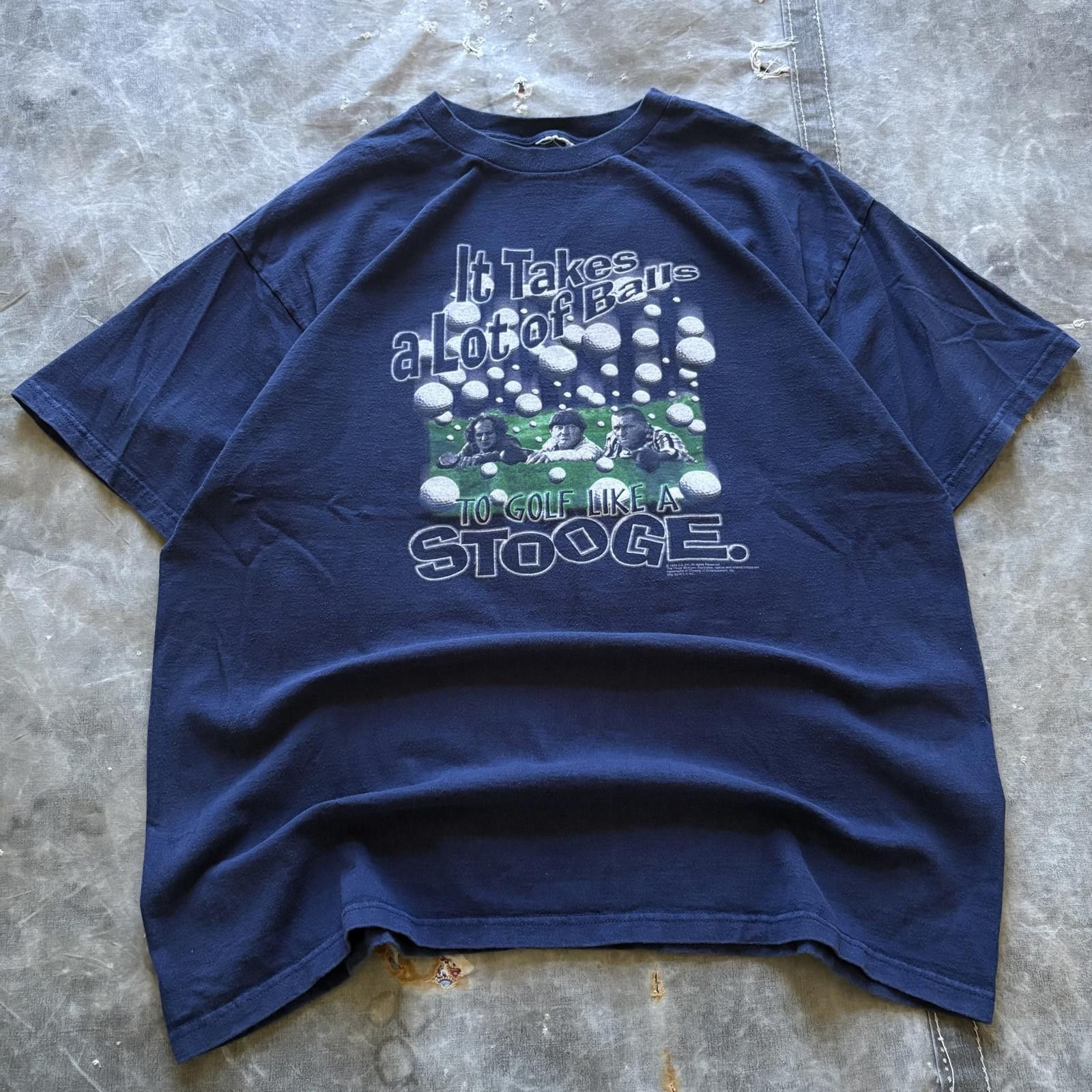 Vintage Vintage 90s Three Stooges It Takes A Lot Of Balls Golf Shirt Size US XL / EU 56 / 4 - 1 Thumbnail