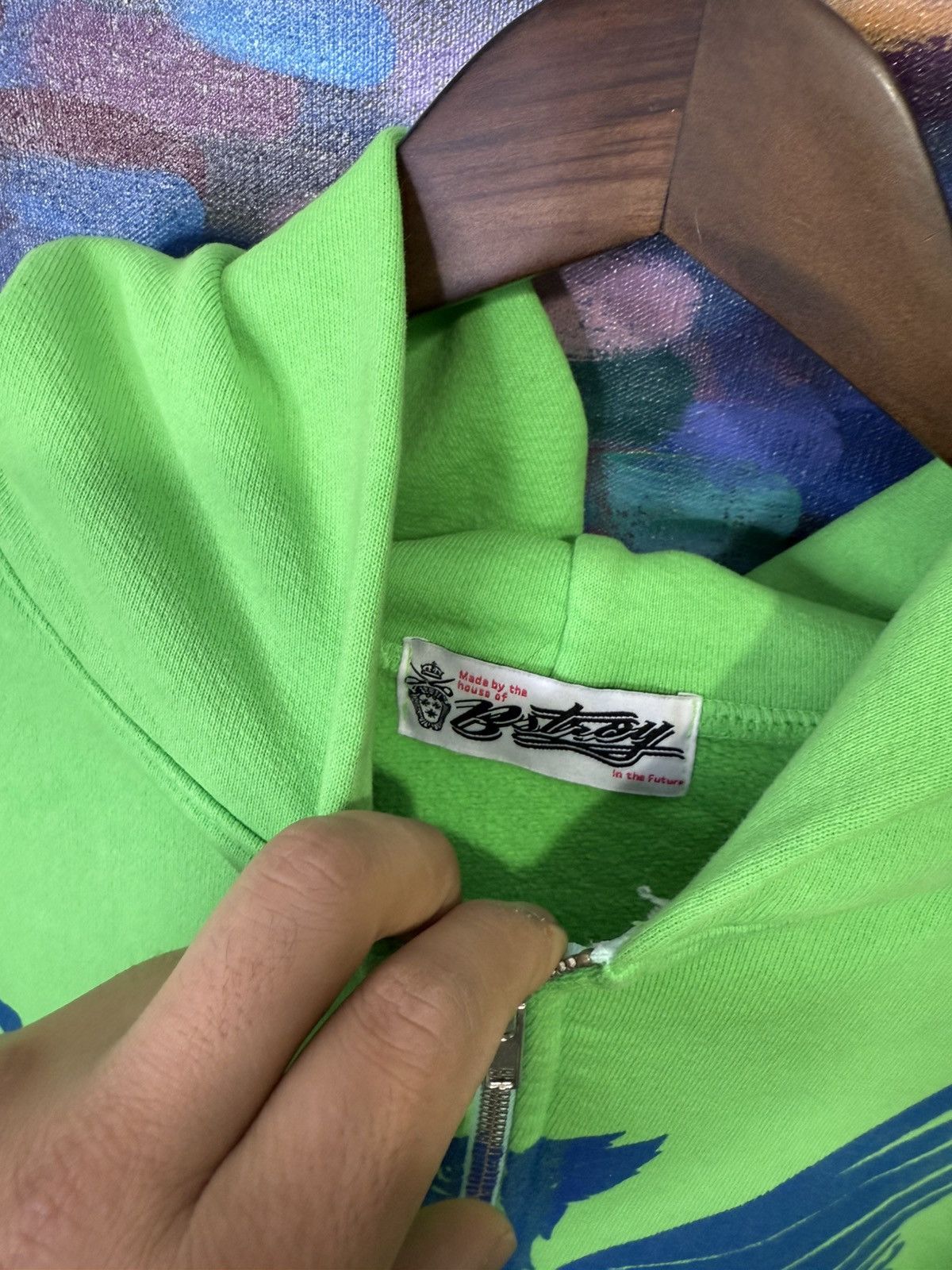 (B).Stroy Bstroy Neon Green double or nothing Graphic Zip Up hoodie Size US XL / EU 56 / 4 - 4 Thumbnail