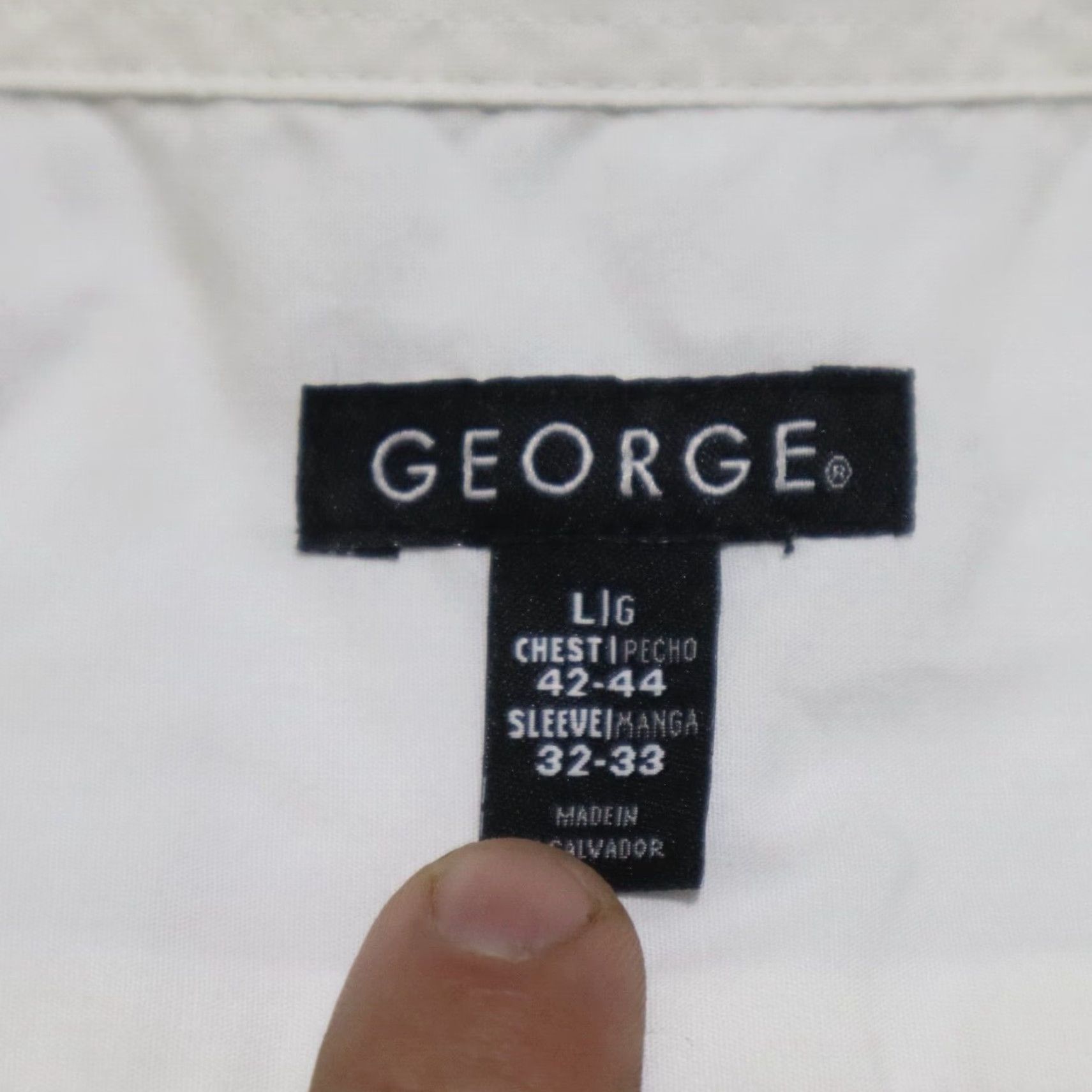 George George Shirt Adult L White Button-Up Long Sleeve Mens World Size US L / EU 52-54 / 3 - 3 Thumbnail