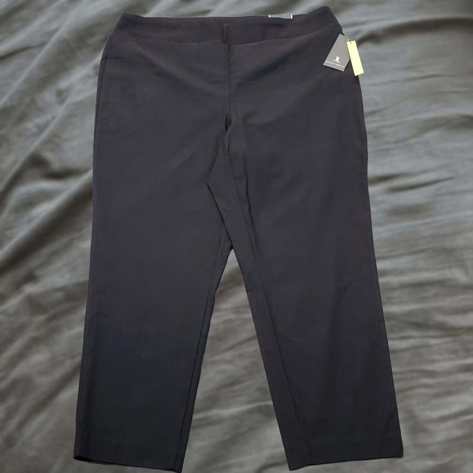 Vintage Jules & Leopold Womens 22 Black Ankle Pants Stretch High Waisted Pull On Slim Straight Pants Size 40" / US 18 - 1 Thumbnail