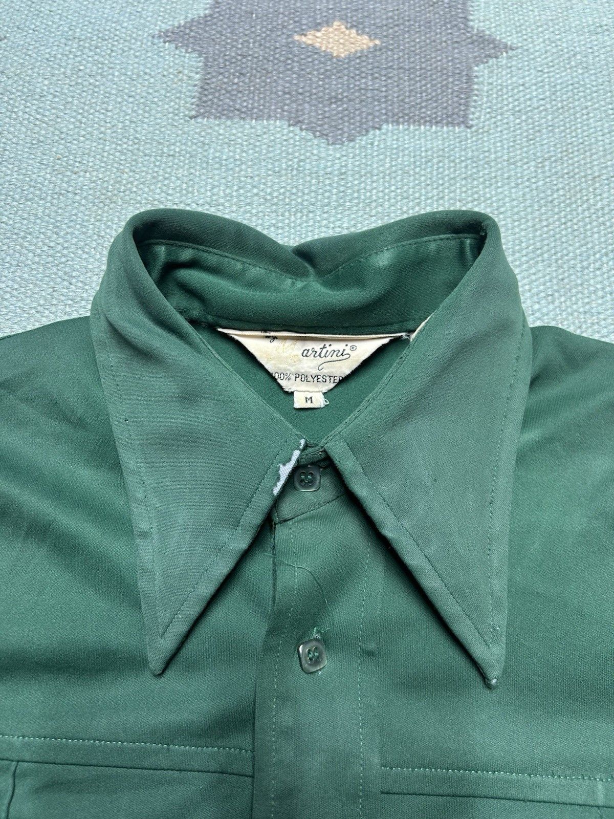 Vintage 70s button shirt polyester dagger collar distressed Medium Size US M / EU 48-50 / 2 - 12 Thumbnail