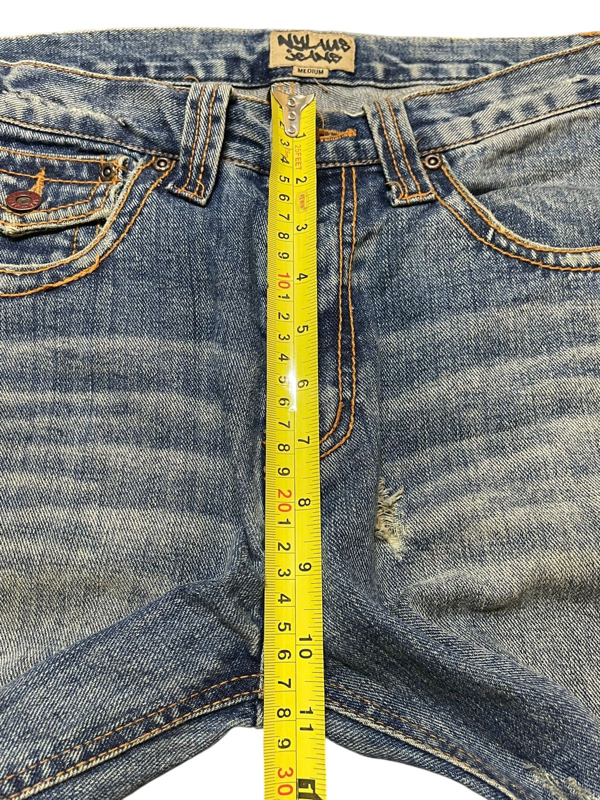If Six Was Nine Vintage Japan Nylaus Faded Wash Distressed Spiral Wide Leg Size US 30 / EU 46 - 16 Thumbnail