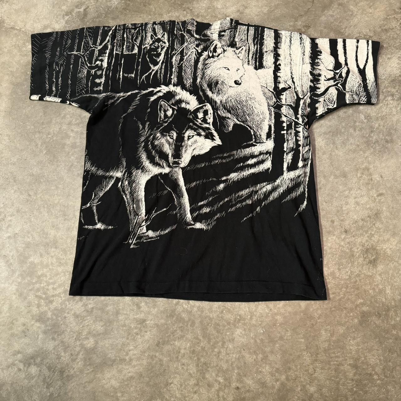 Fruit Of The Loom Vintage 90s Nature wolf all over print. Size US XL / EU 56 / 4 - 2 Thumbnail