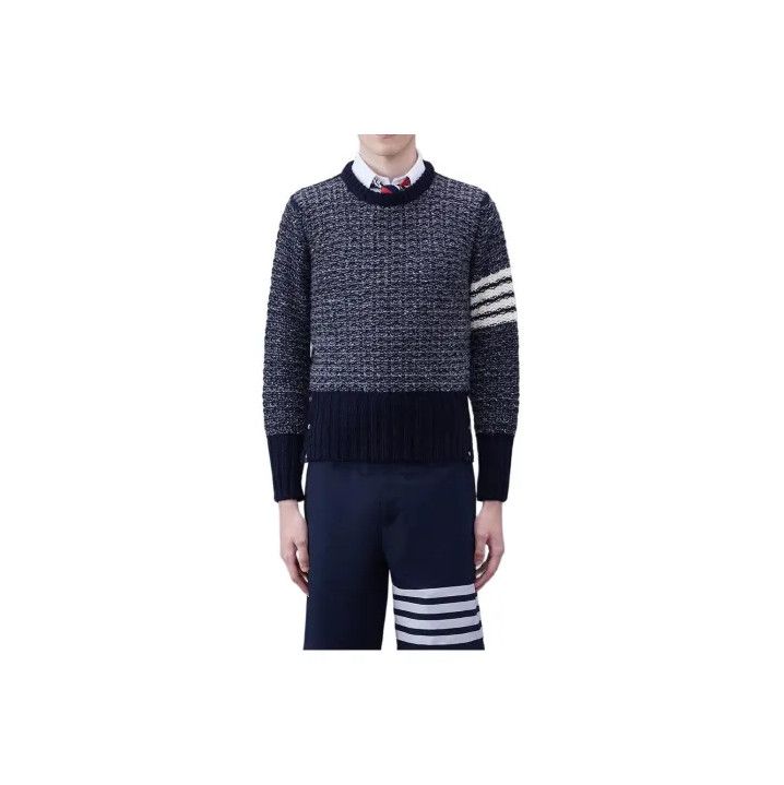 Thom Browne Thom Browne Navy Blue Striped Knit Sweater Size US M / EU 48-50 / 2 - 1 Thumbnail