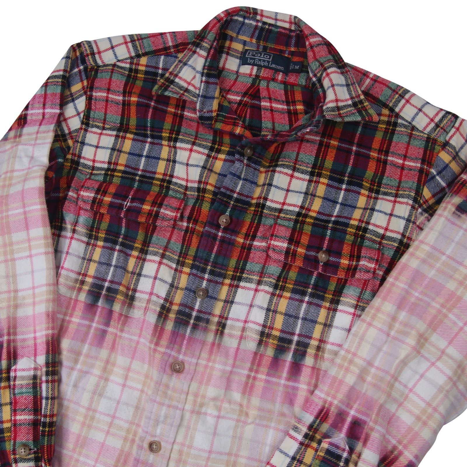 Polo Ralph Lauren × Vintage Vintage Polo Ralph Lauren Ombre Faded Plaid Flannel Shirt Size US M / EU 48-50 / 2 - 2 Thumbnail