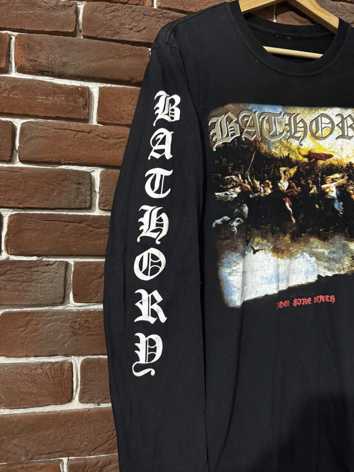 Band Tees Vintage 00s Bathory Blood Fire Death Metal Band Tee Long L Size US L / EU 52-54 / 3 - 4 Thumbnail