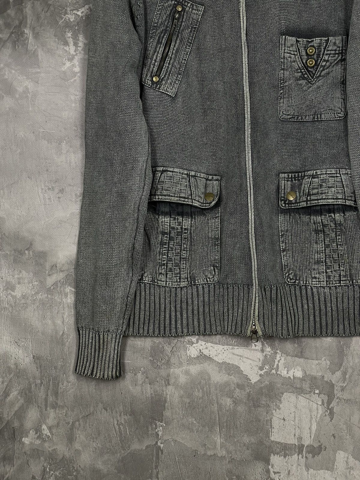 If Six Was Nine × Japanese Brand × Vintage Y2K VTG 90s Japanese style 3D striped knit sweater full zip Size US L / EU 52-54 / 3 - 5 Thumbnail