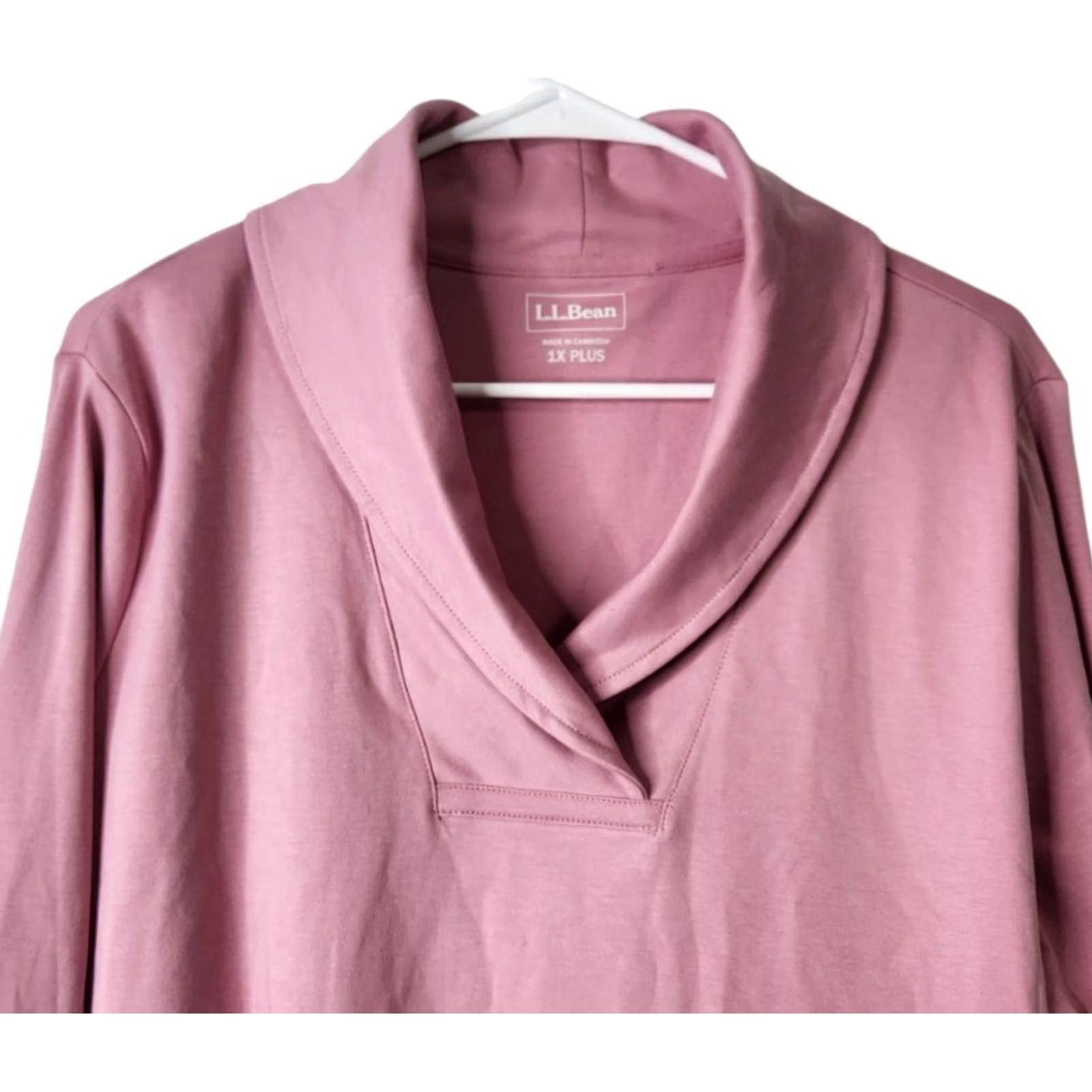 Vintage LL Bean Womens 1X Shawl Collar Long Sleeve Shirt Pullover Top Pink Size XL / US 12-14 / IT 48-50 - 3 Thumbnail
