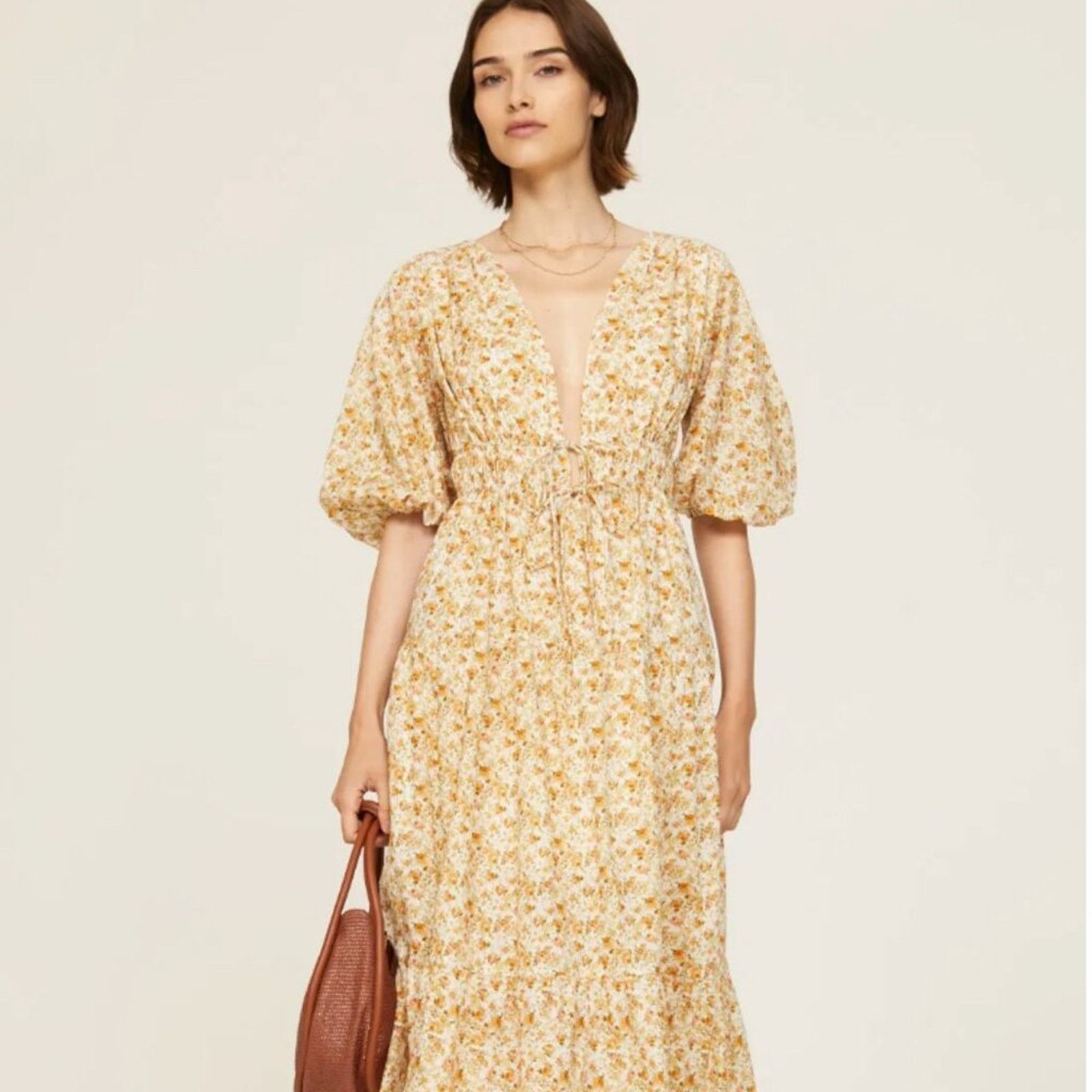Significant Other Significant Other US 4 Adele Dress Yellow Floral Maxi Size S / US 4 / IT 40 - 1 Thumbnail