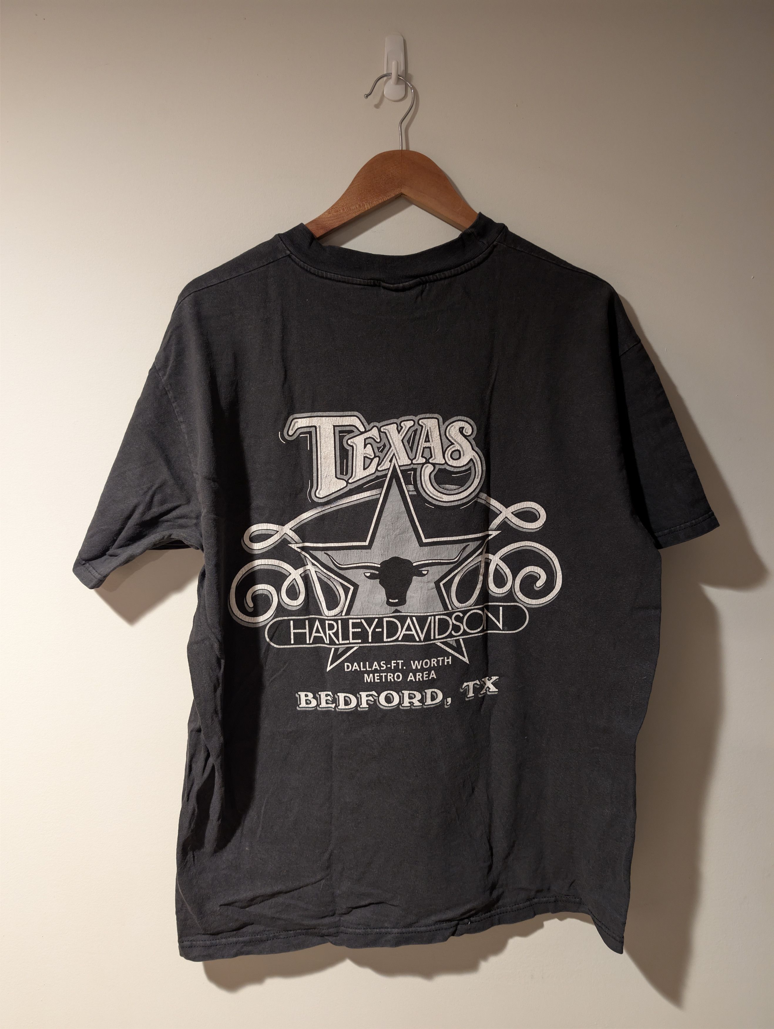 Harley Davidson Vintage 90s Harley Davidson Motorcycle Bedford Texas T-Shirt Size US L / EU 52-54 / 3 - 3 Thumbnail