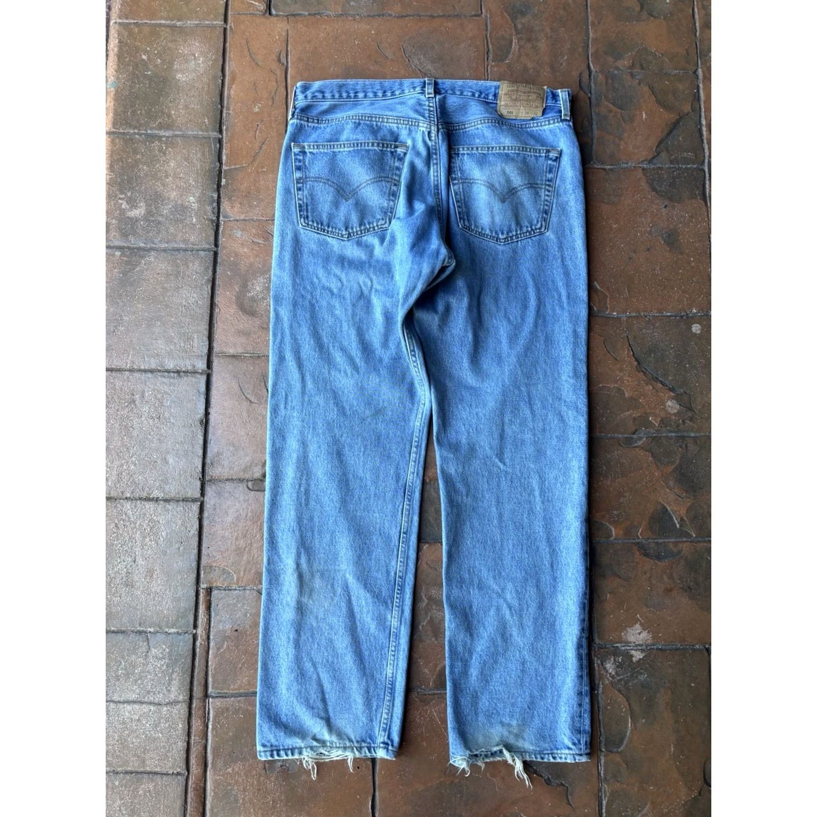 Levi's Vintage 90s Levi'S 501 XX Jeans 38x32 Blue Denim - Mid Rise - Button Details - Style - Distressed - USA Size US 38 / EU 54 - 3 Thumbnail