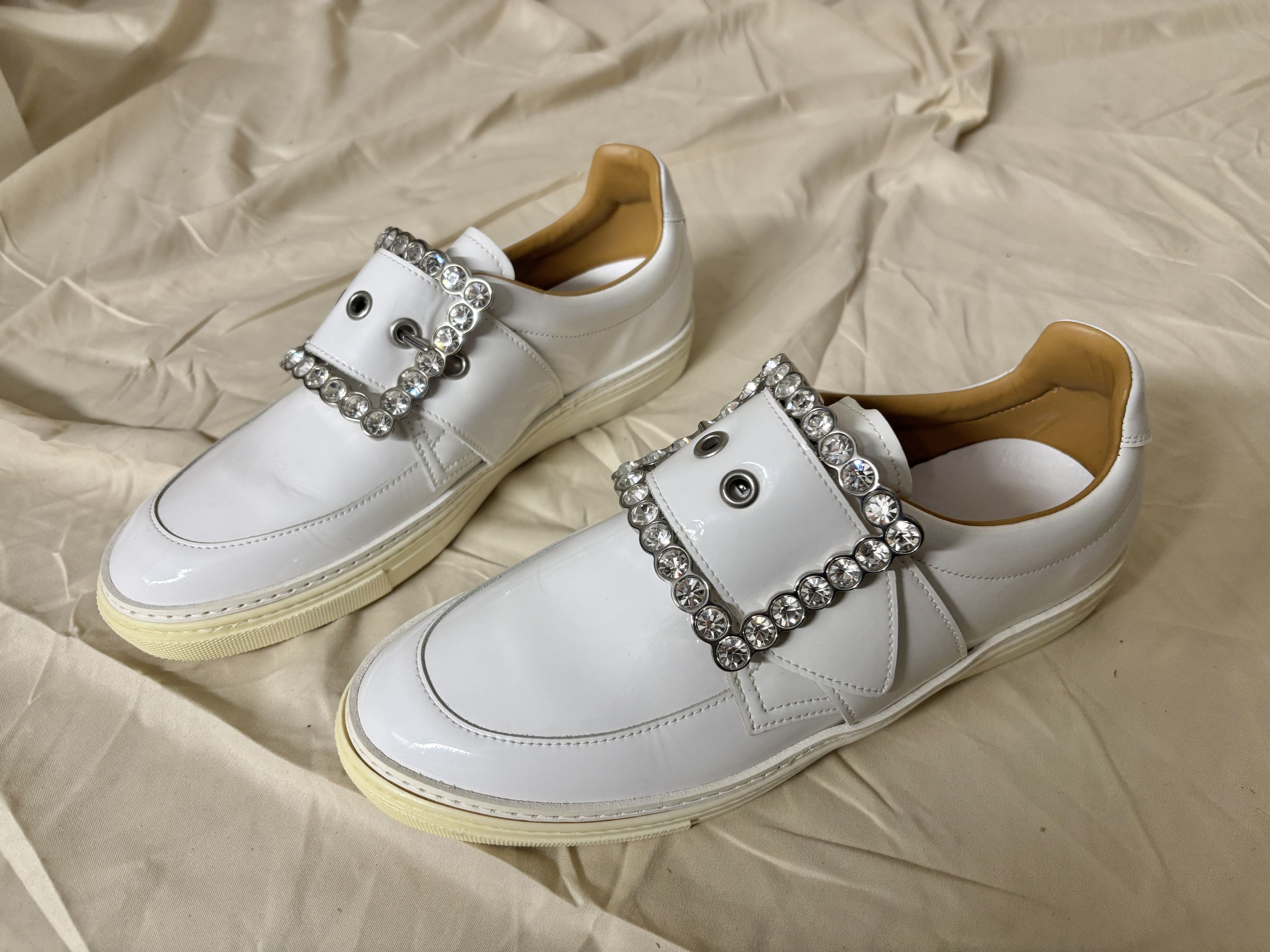 Maison Margiela Margiela white patent sneakers with crystal buckle Size US 10 / IT 40 - 4 Thumbnail