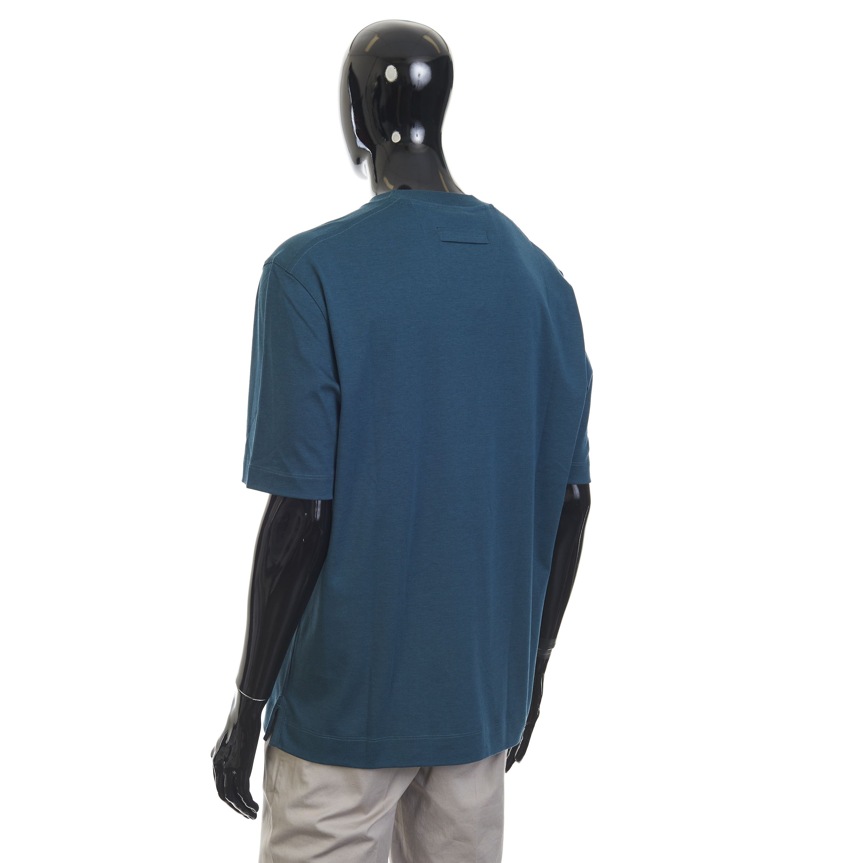 Ermenegildo Zegna Dark Teal Silk & Cotton Crewneck Tshirt Size 52 Size US L / EU 52-54 / 3 - 4 Thumbnail