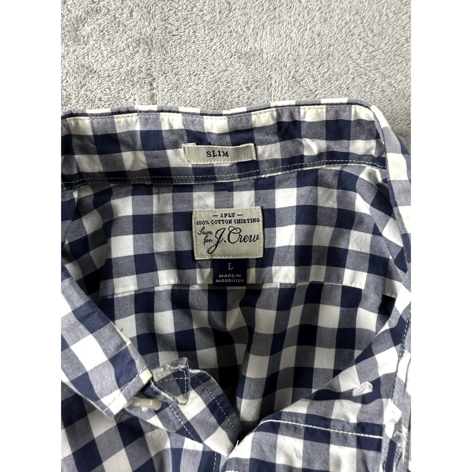 J.Crew J. Crew Shirt Mens Size L Slim Fit Cotton Gingham Button-Down Long Sleeve Navy/White Office Preppy Size US L / EU 52-54 / 3 - 4 Thumbnail