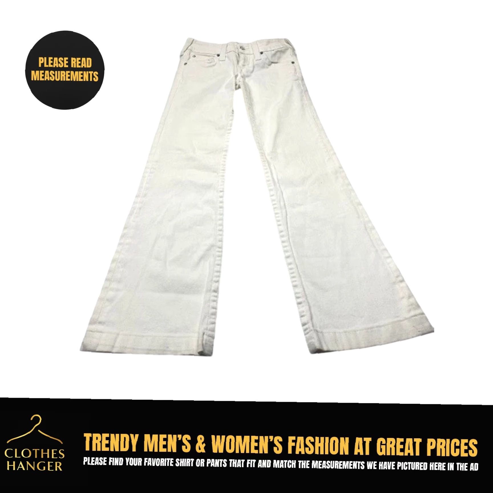 True Religion VINTAGE Tru Religion White Jeans - 27 Women's Low Rise Flare Denim with Rhinestones Made In USA Size 27" / US 4 / IT 40 - 2 Thumbnail