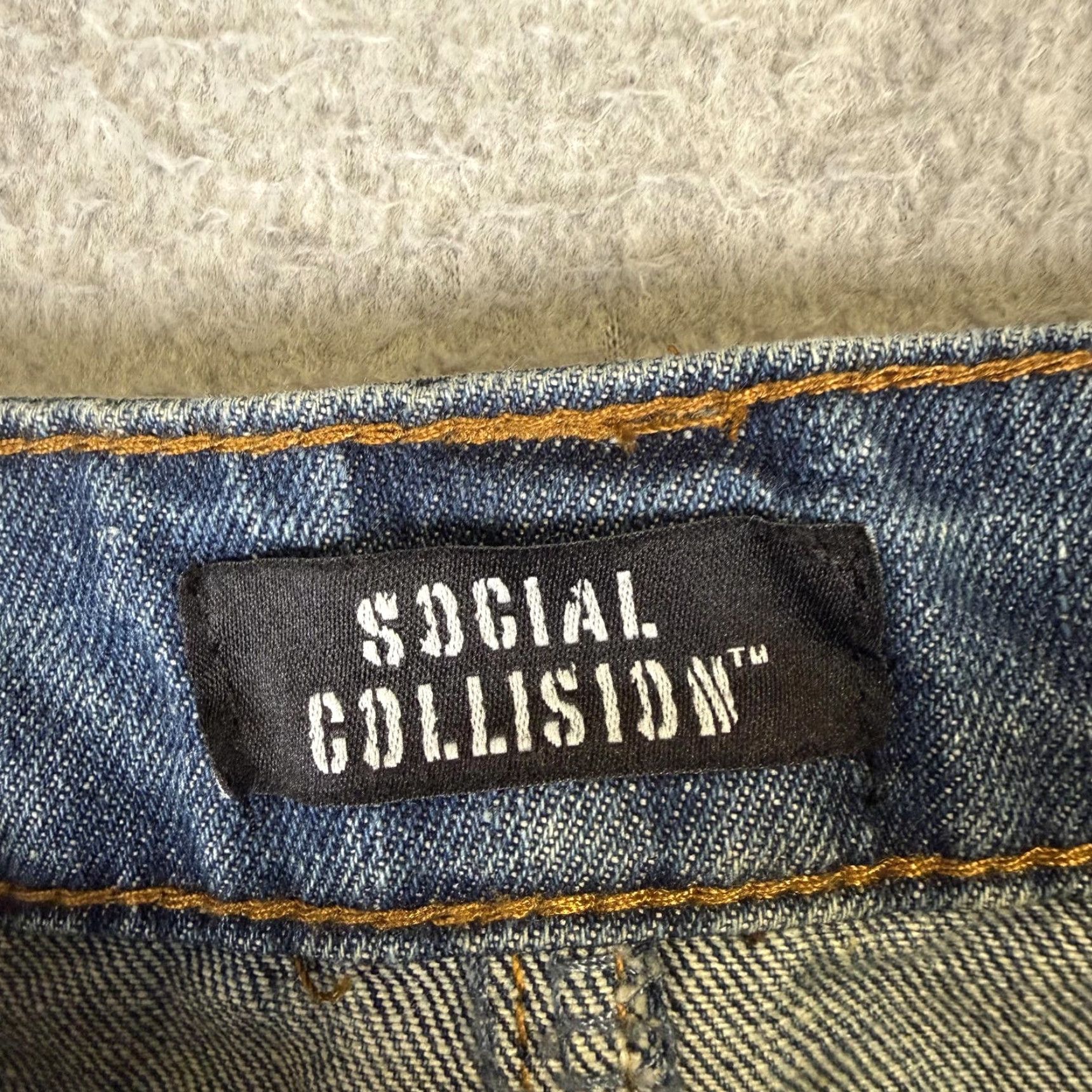 Vintage Social Collision Denim Cargo Zip off Midi Skirt Blue A line Y2K punk Womens XL Size 40" / US 18 - 2 Thumbnail
