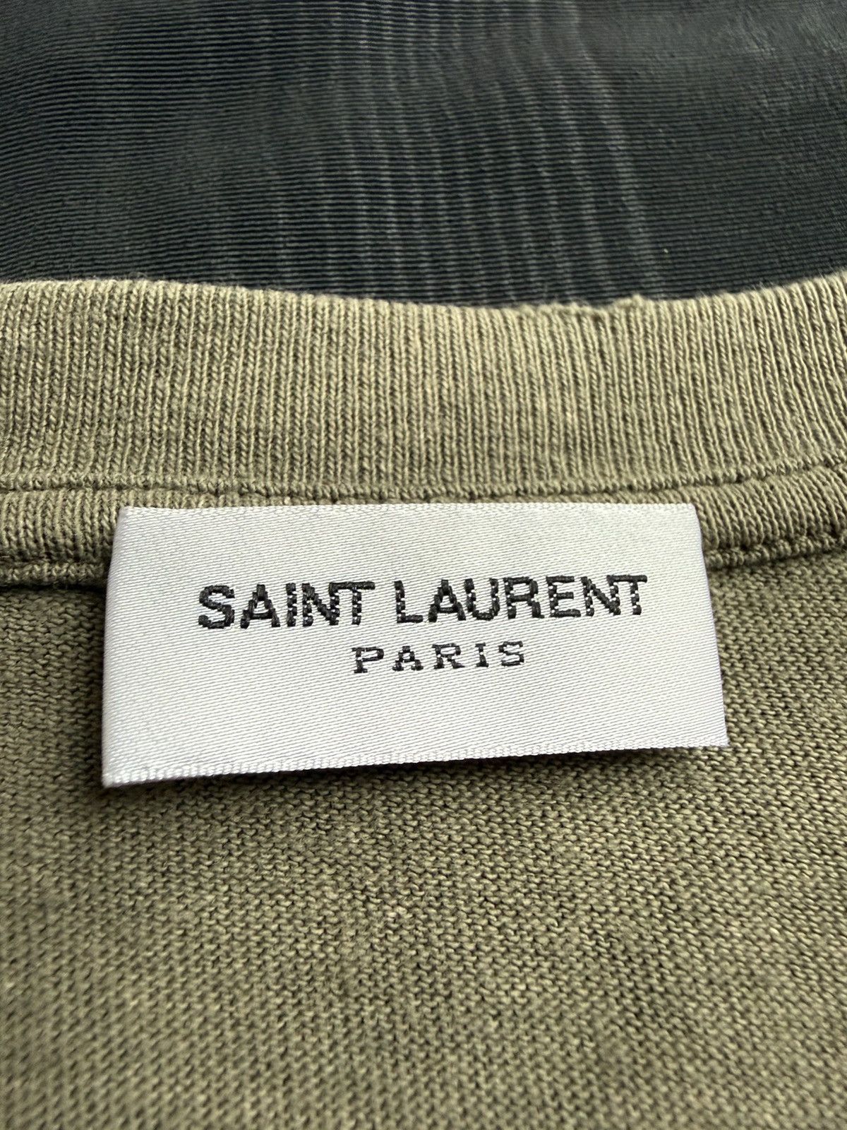 Saint Laurent Paris SS19 Saint Laurent Rive Gauche logo khaki T shirt grail Size US XL / EU 56 / 4 - 20 Thumbnail
