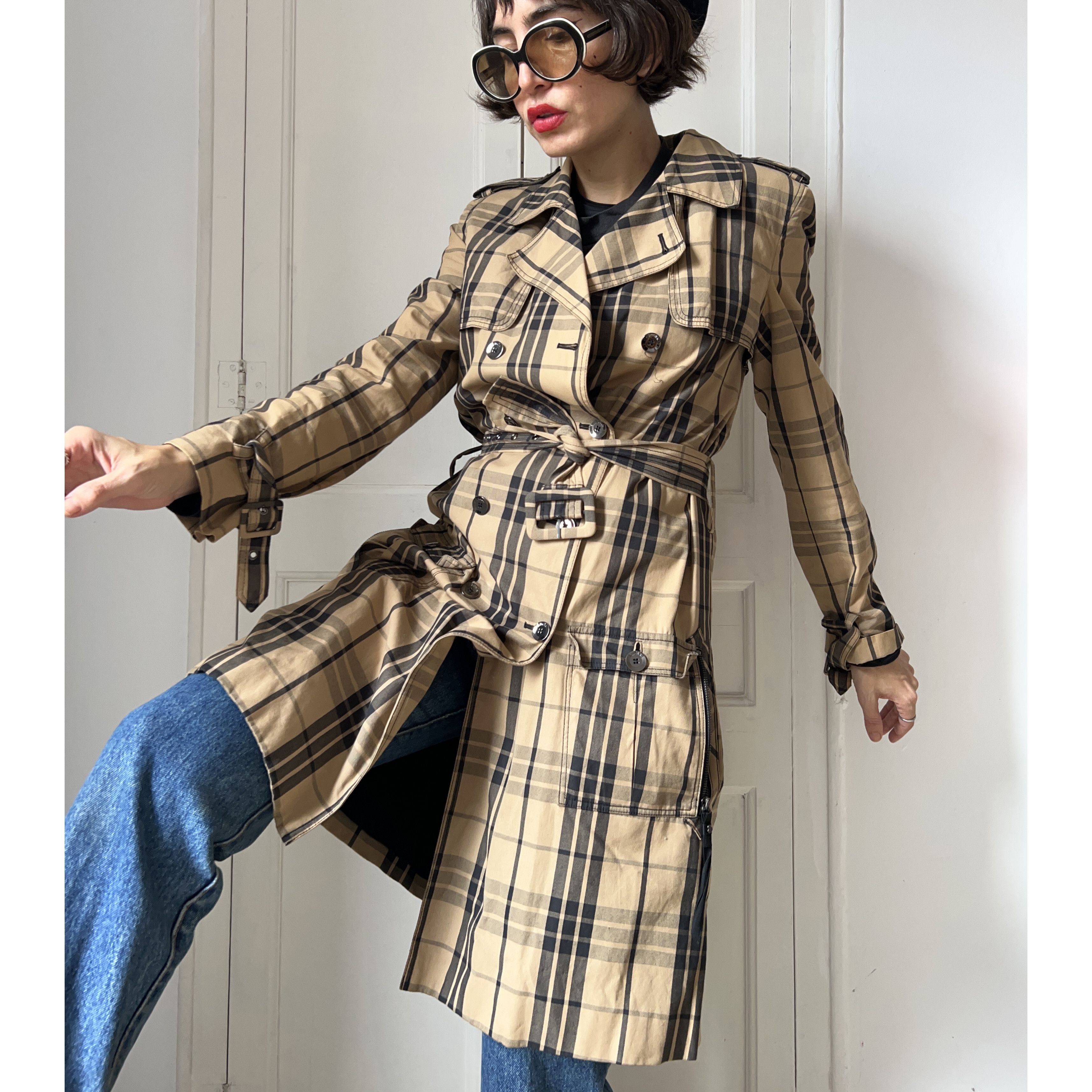 Other Vintage Y2K Luella Plaid Cotton Trench Coat Size M / US 6-8 / IT 42-44 - 5 Thumbnail