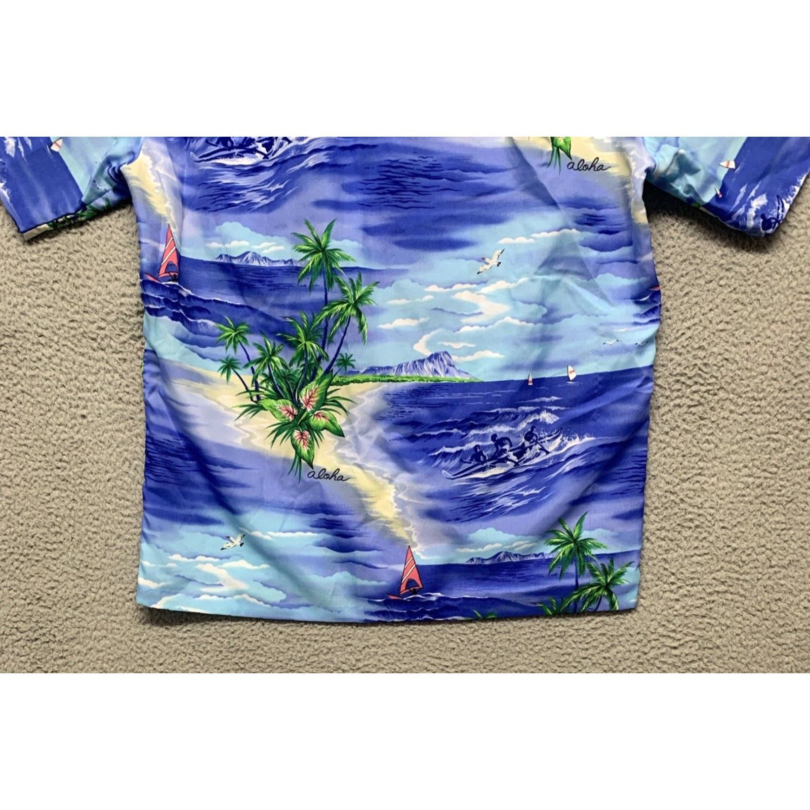 Vintage VINTAGE Royal Creations Mens Hawaiian Shirt Button-Up 1 Pocket Blue M Short Sleeve Size US M / EU 48-50 / 2 - 6 Thumbnail