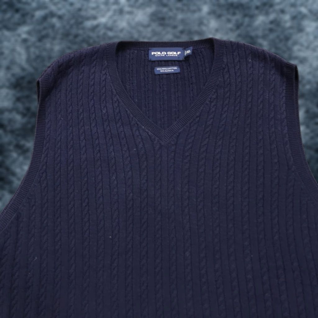 Polo Ralph Lauren Polo Ralph Lauren Sweater Vest Shirt Men XL Blue Cable-Knit Pima Cotton Alpaca Golf 90s Classic Preppy V-Neck Size US XL / EU 56 / 4 - 1 Thumbnail