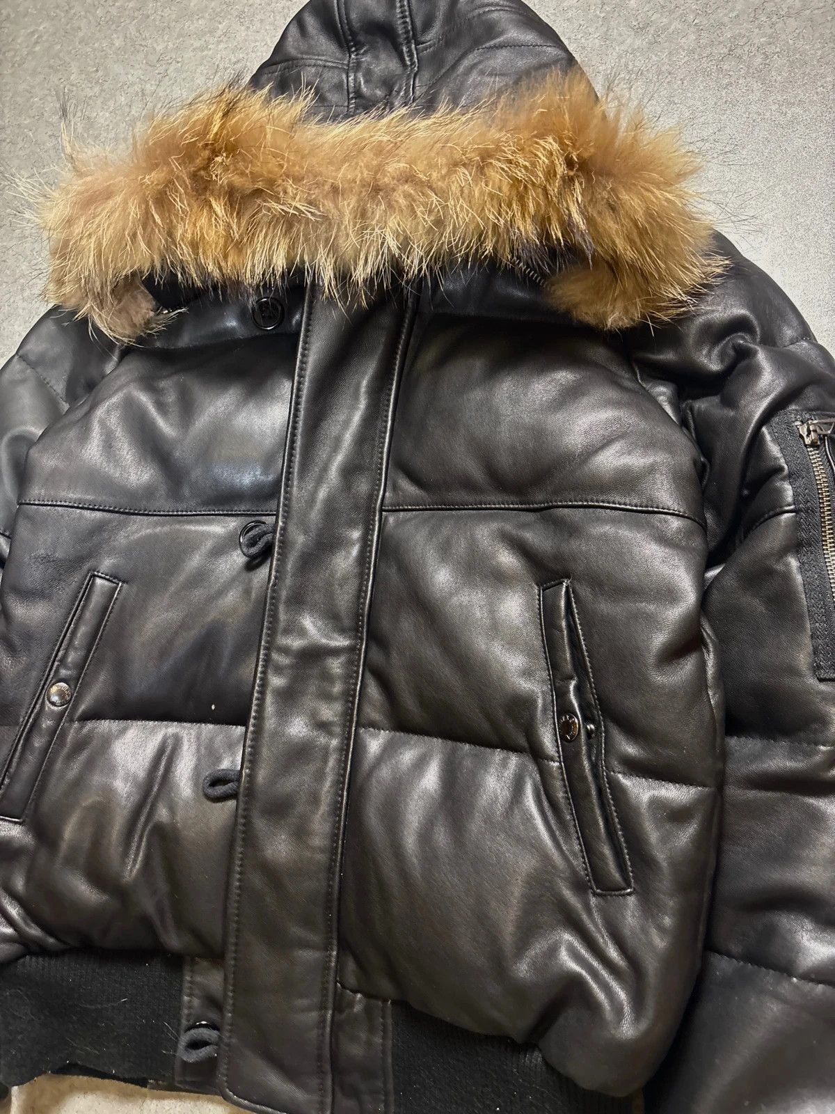 Avirex Avirex LTD Leather Down Jacket Fur Hood – Black Size US M / EU 48-50 / 2 - 6 Thumbnail